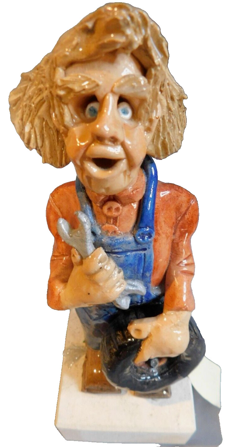 KERAMIEK KASPER~THE MECHANIC FIGURE SIGNED & TAG~BRUSSEL’S 1998~7 5/8″