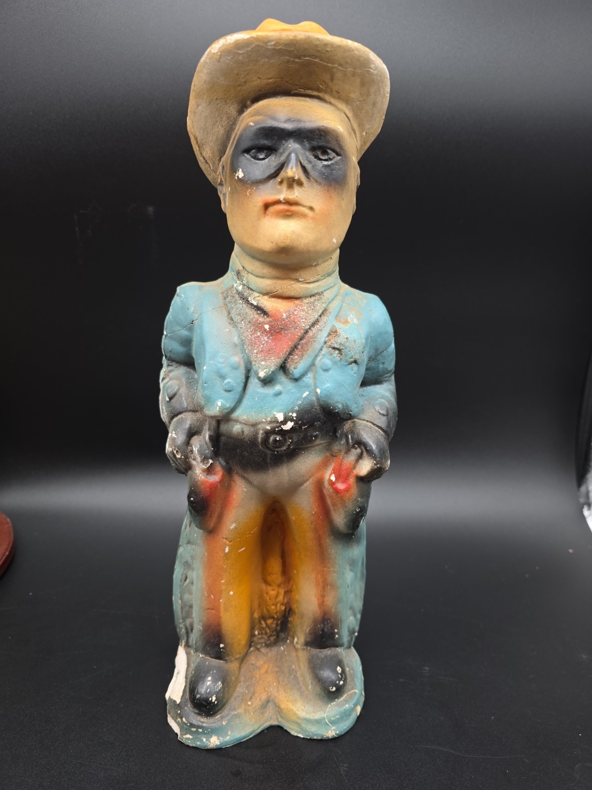 Vtg 1940’s Chalkware Carnival Lone Ranger Statue 15″