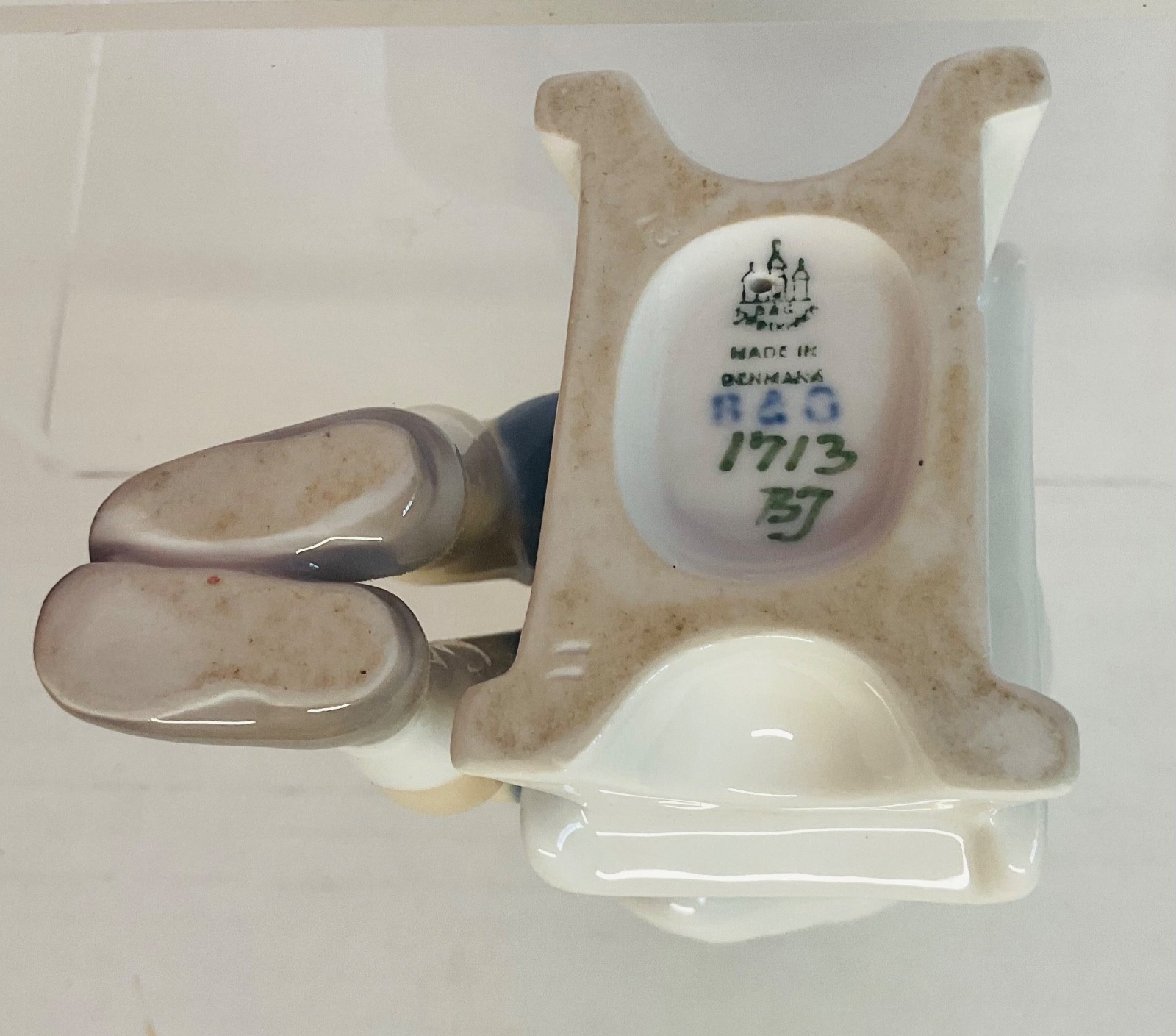 Adorable vintage BING & GRONDAHL #1713 Seat Boy Drinking Cup of Milk Figurine