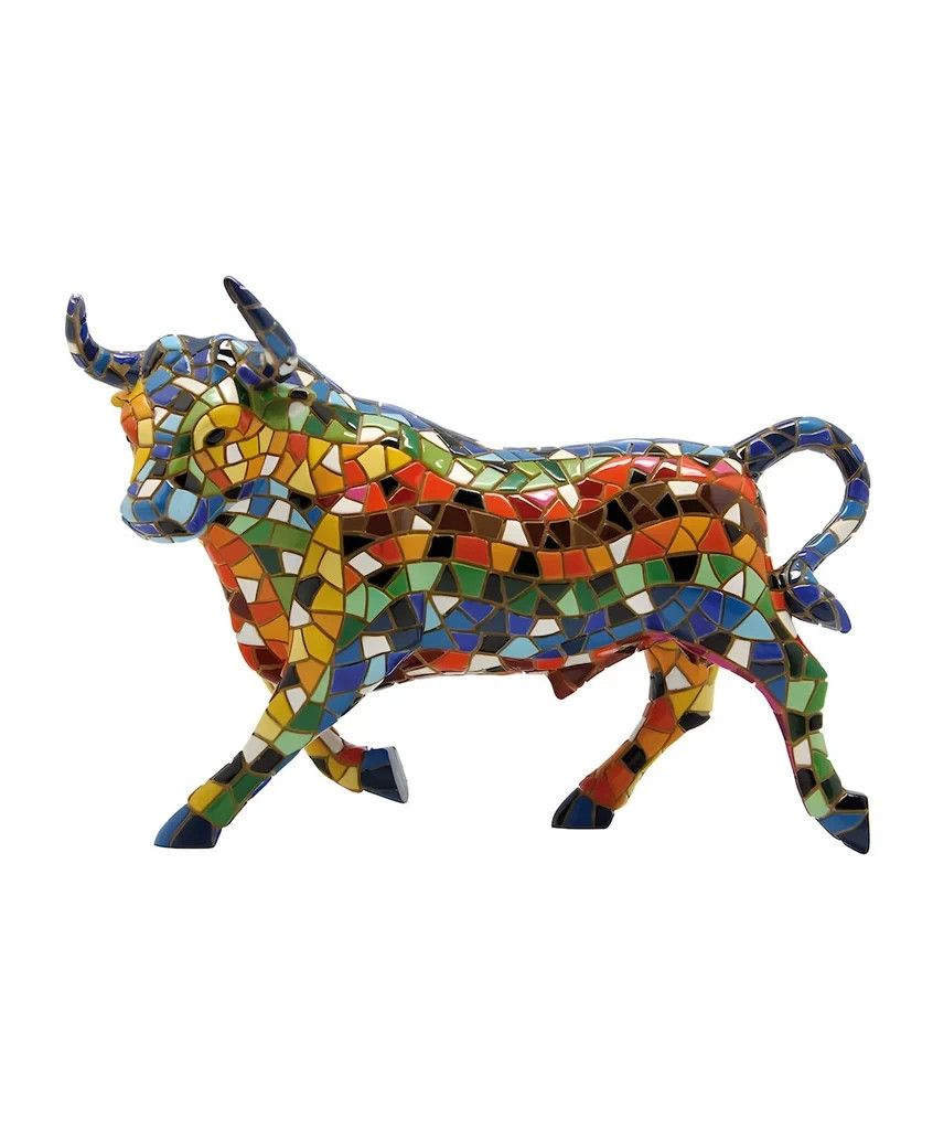 Barcino Mosaic Multicolor Bull Figurine