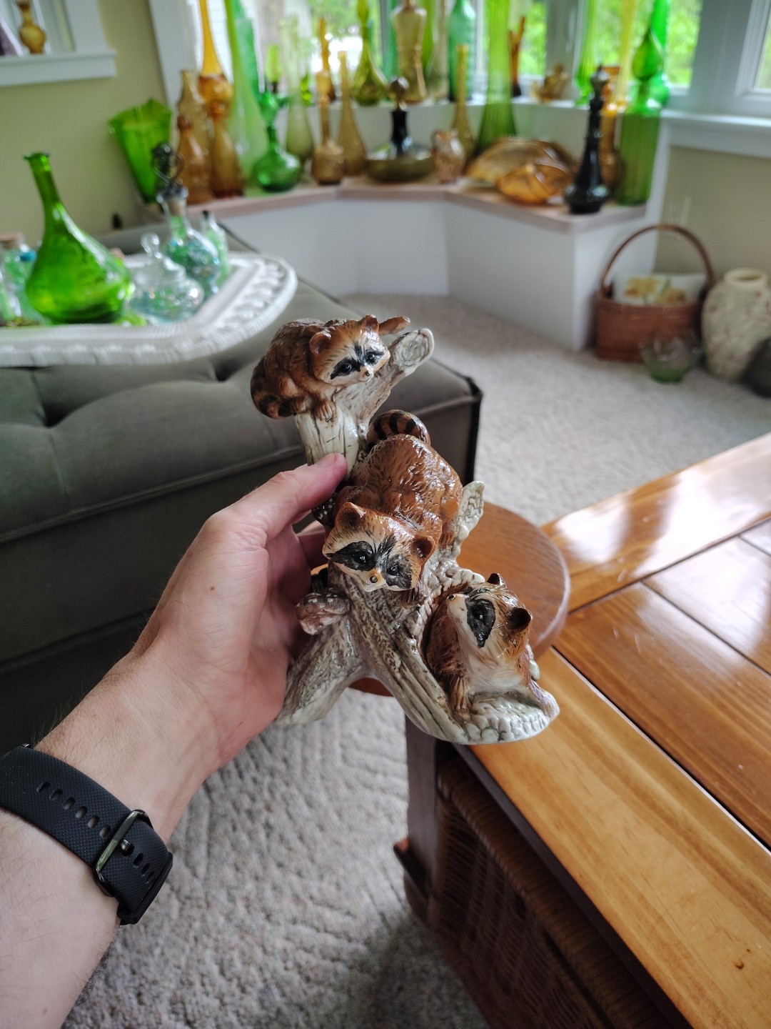 Masterpiece By Homco Ceramic Racoons Figurine