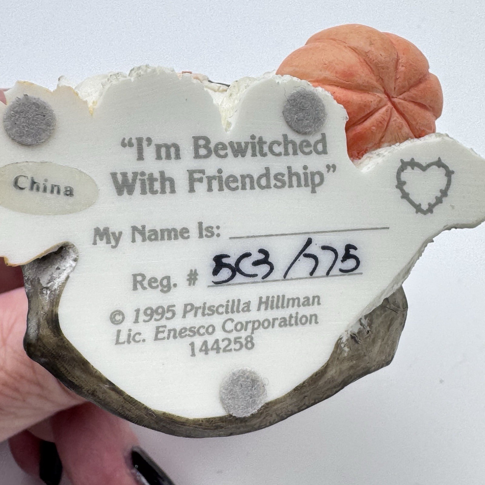 VTG Calico Kittens Bewitched With Friendship Priscilla H Halloween Witch Pumpkin