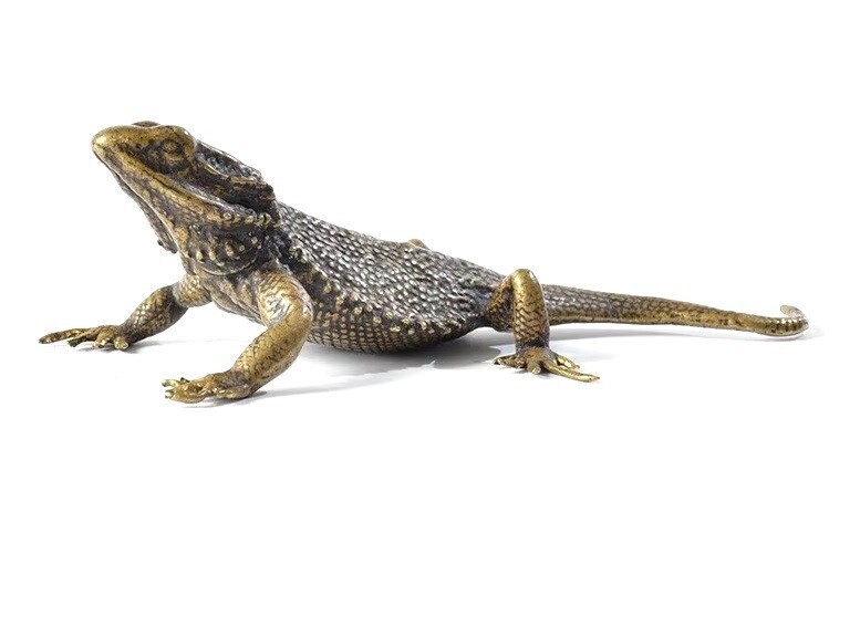 1PC Brass Lizard Animal Statue Small Sculpture Tabletop Figurine Home Decor Gift
