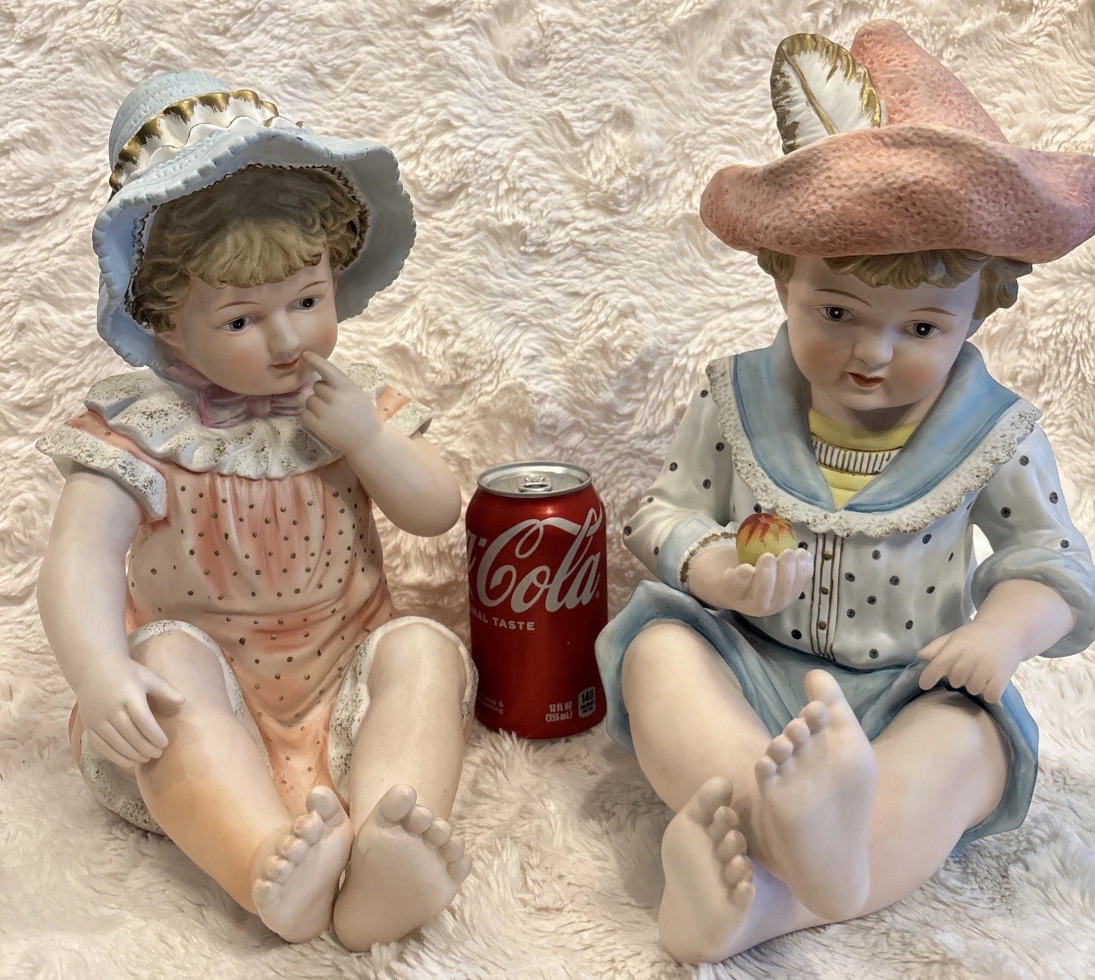 Large 12.5” Piano Baby’s Apple Bisque ~ Porcelain Figurine Andrea by Sadek 5161