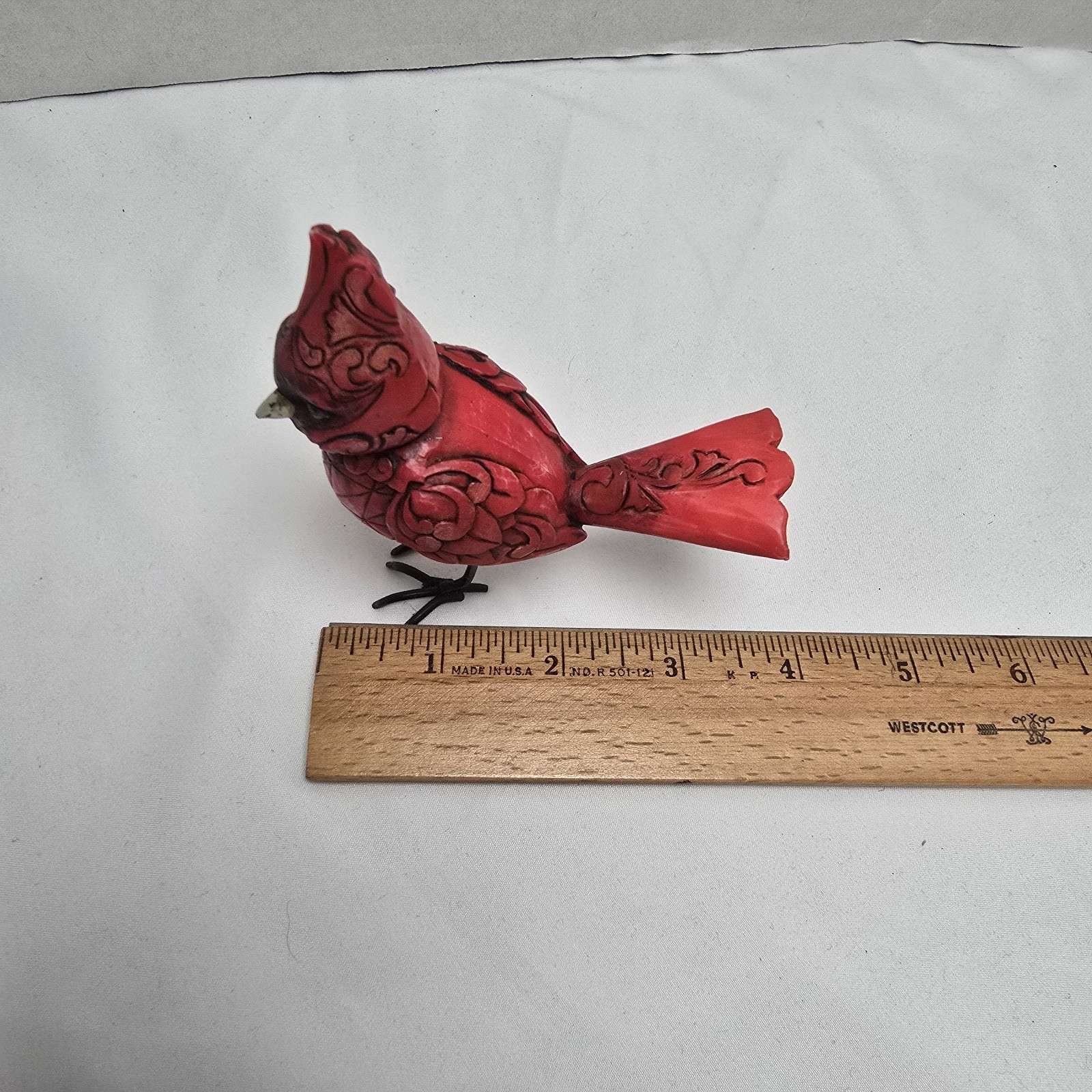 Jim Shore Heartwood Creek Mini Cardinal Bird Figurine Scrollwork Geometric Enesc