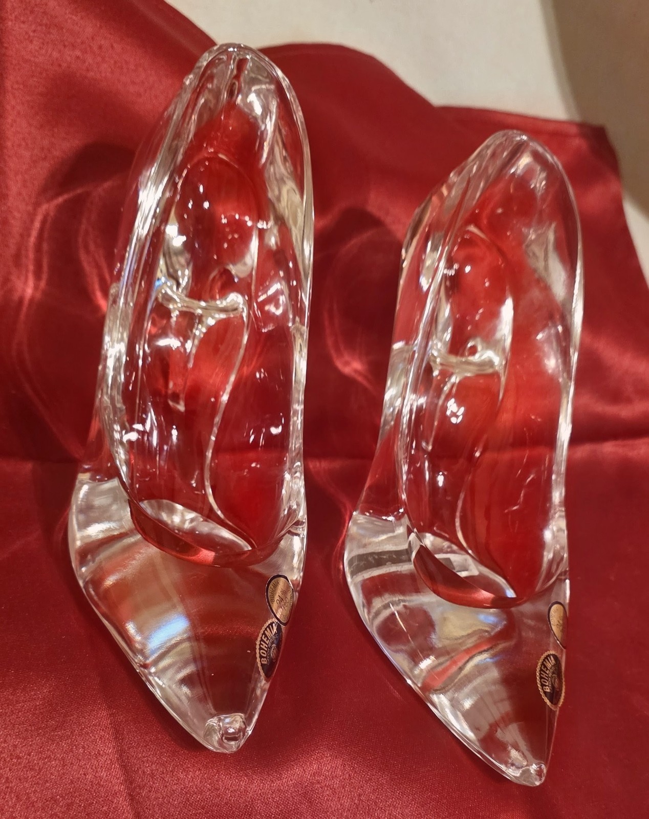 BOHEMIA CZECH REPUBLIC 1 PR.SHOES FIGURINE OF 24%CRYSTAL CLEAR 7.75″L×5″H