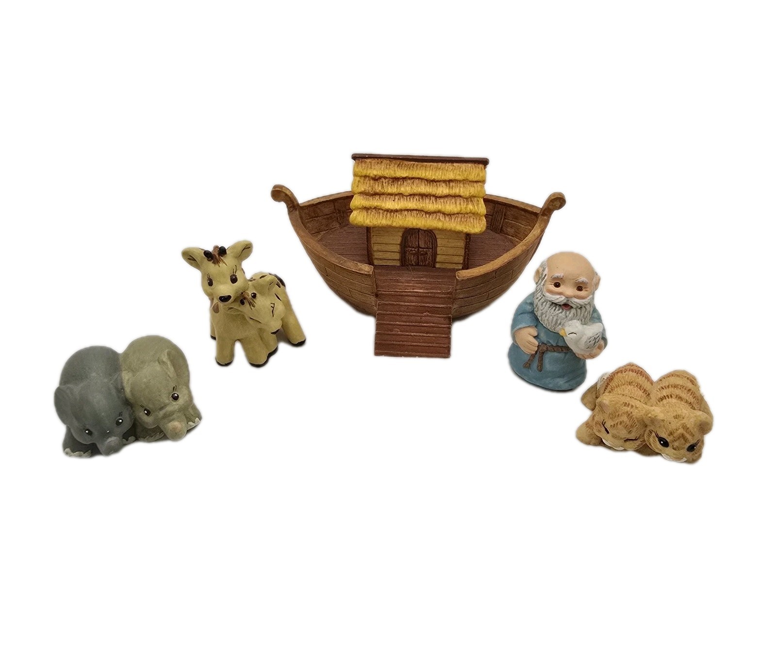 Vtg Hallmark Merry Miniatures Noahs Ark Noah Elephants Tigers Giraffes 1995