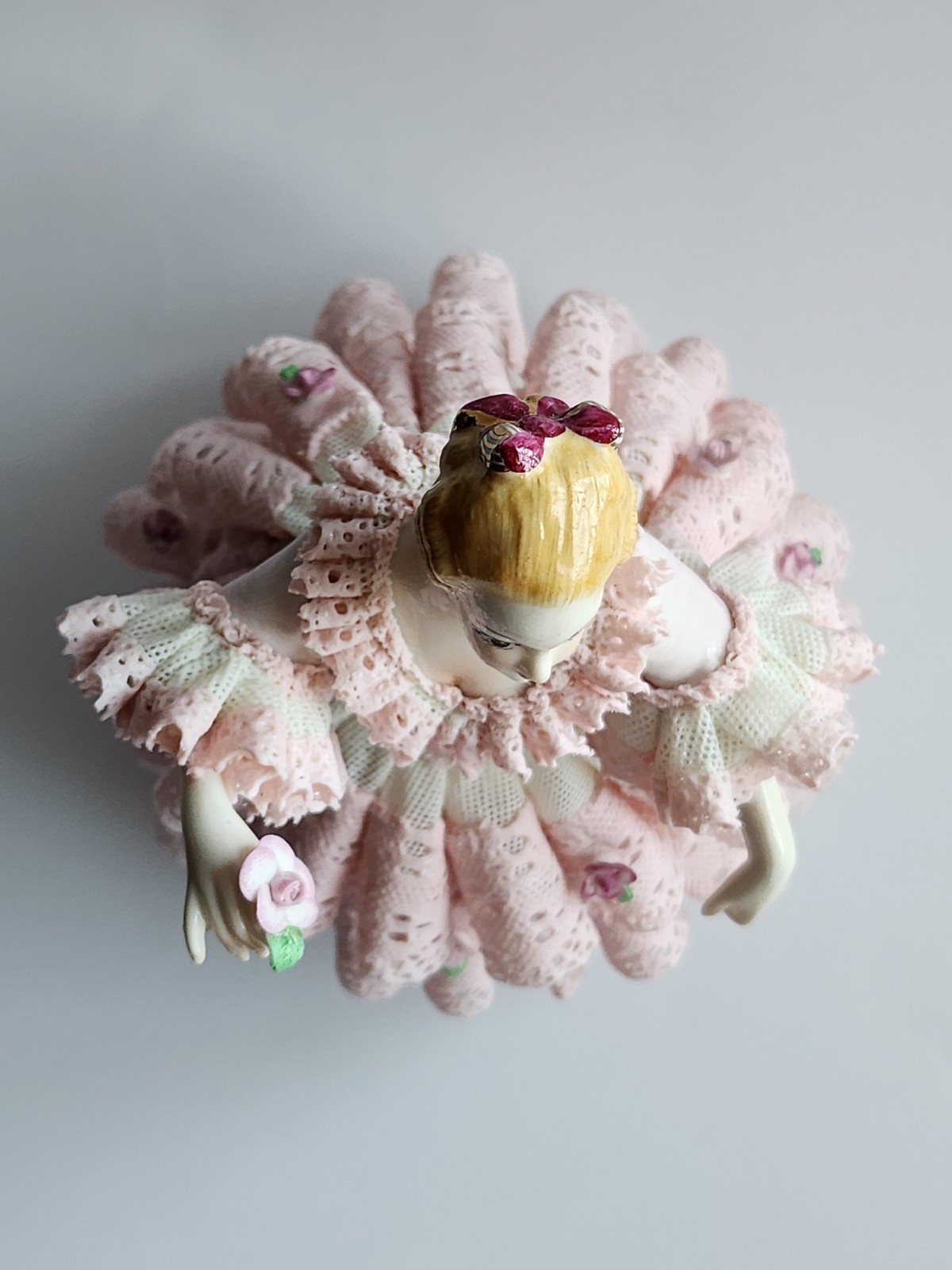 Vintage Muller Volkstedt Irish Dresden Scent of Rose Pink Porcelain Figurine