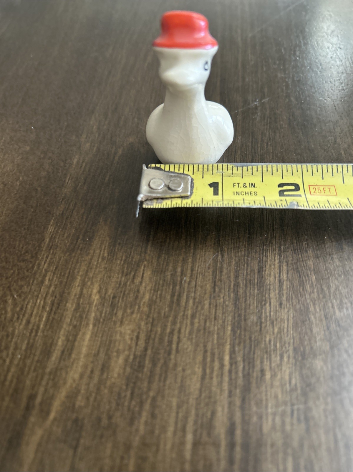 Vintage Miniature Ceramic Goose Figurine Red Hat Whimsical Farmhouse Decor