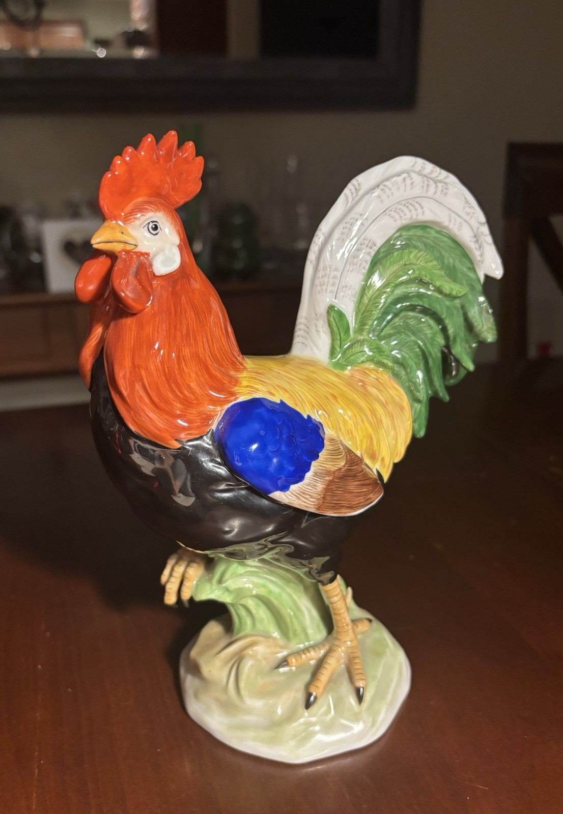 Carl Thieme Dresden Porcelain Rooster Medium Size 8” Great Colors