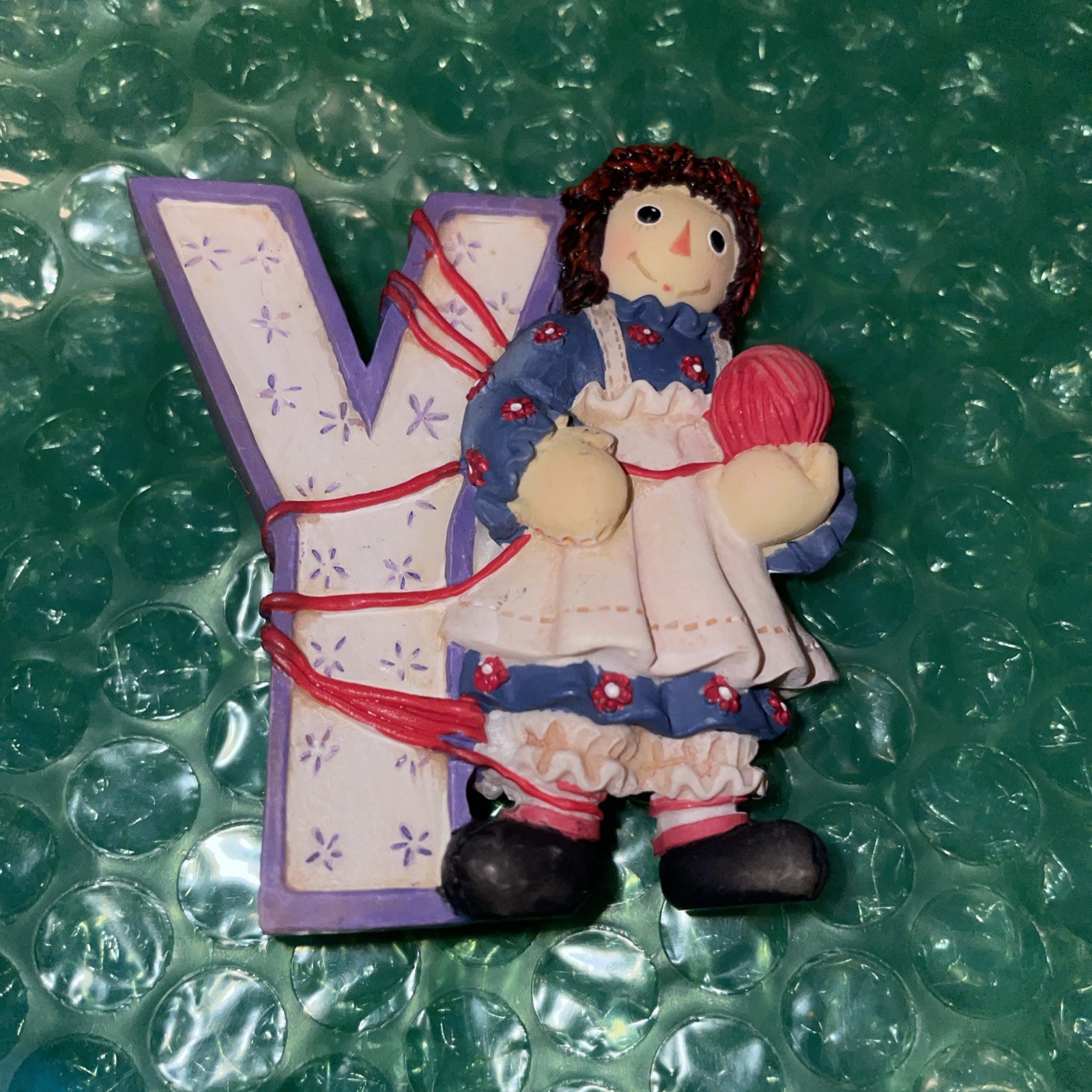 Vintage ENESCO Raggedy Ann & Andy “Y is for Yarn” Ann With Yarn Figurine