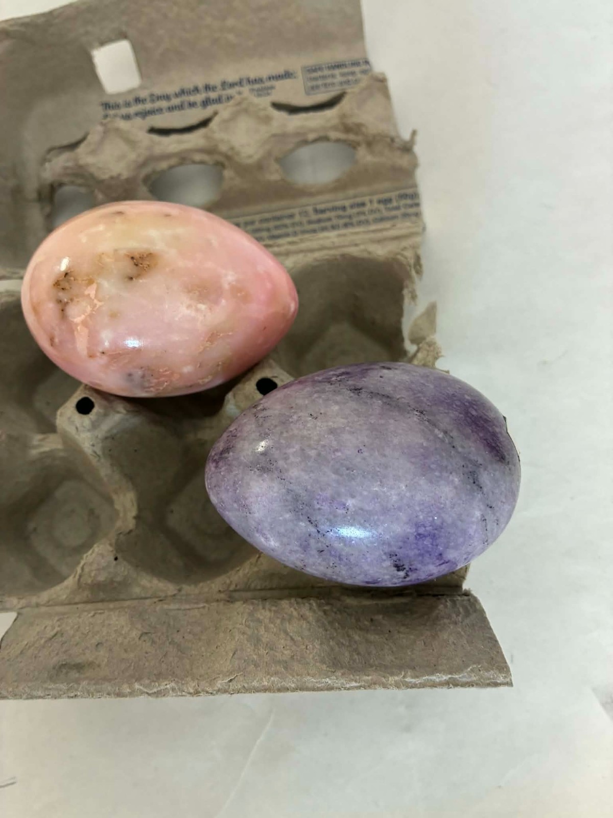 2 Eggs Polished Large Marble Stone Egg Easter Decor Alabaster Pastel 3″