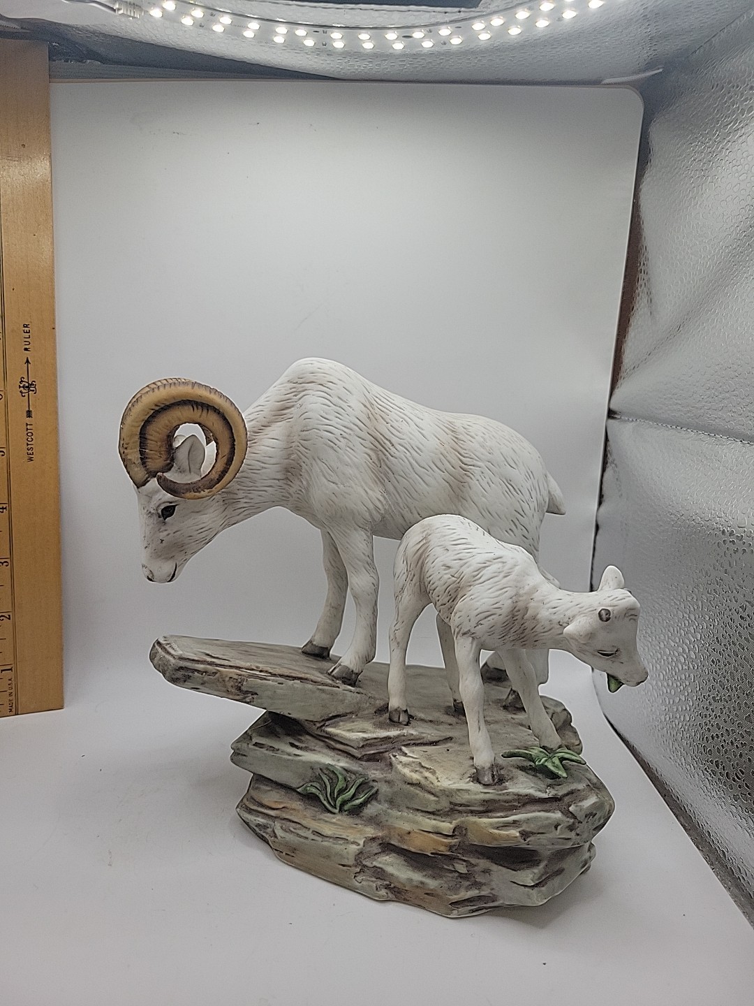 HOMCO 7″ Big Horn Ram Sheep Baby Figurine Masterpiece Porcelain 1984