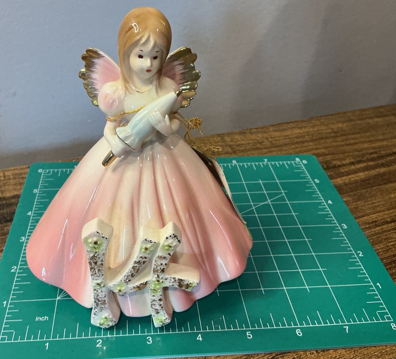 Vintage Josef Originals Pink Porcelain Birthday Girl Angel Age 14 With Parasol