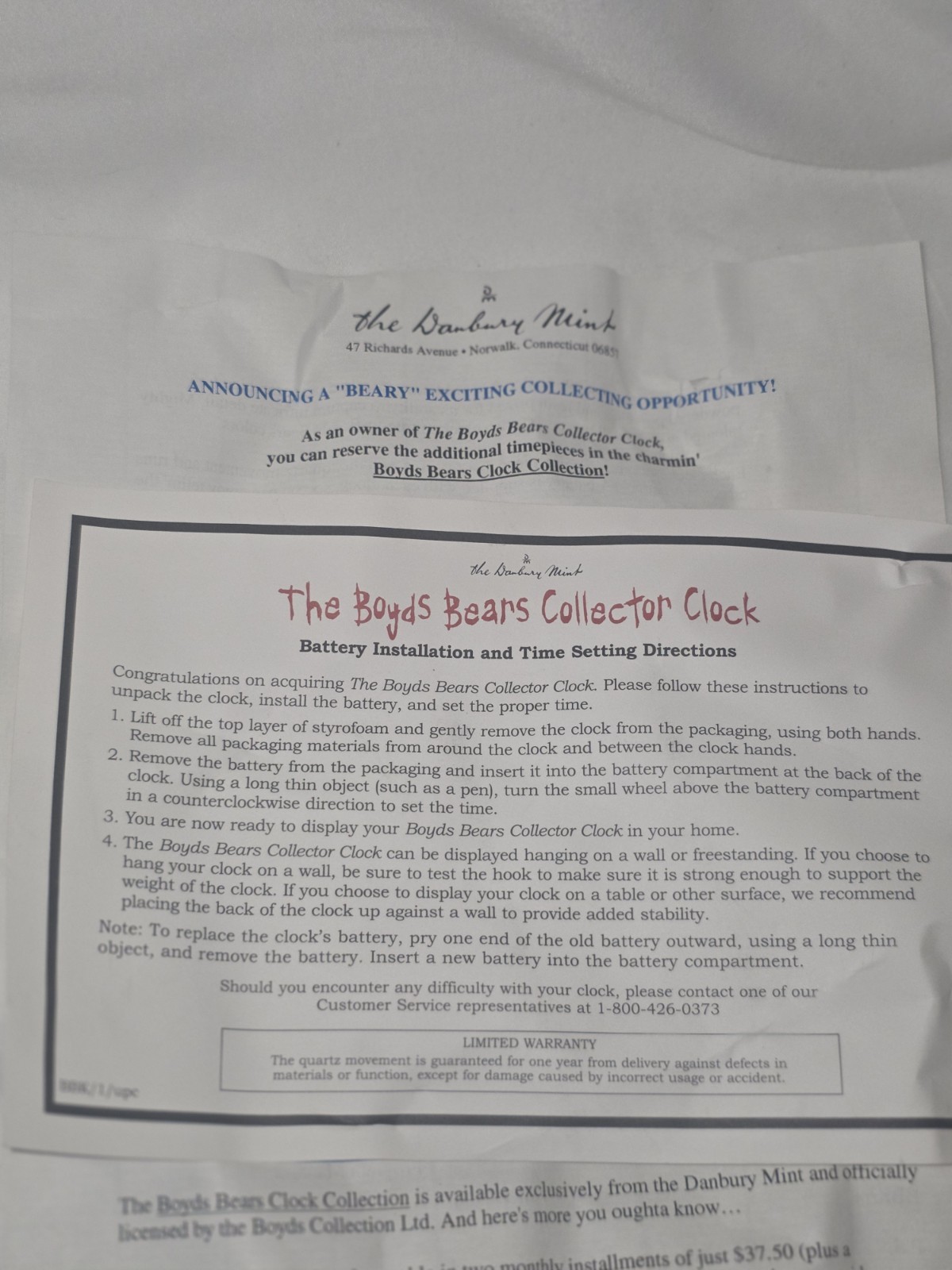 The Boyds Bears Collector Clock Danbury Mint Time Waits For No Bear