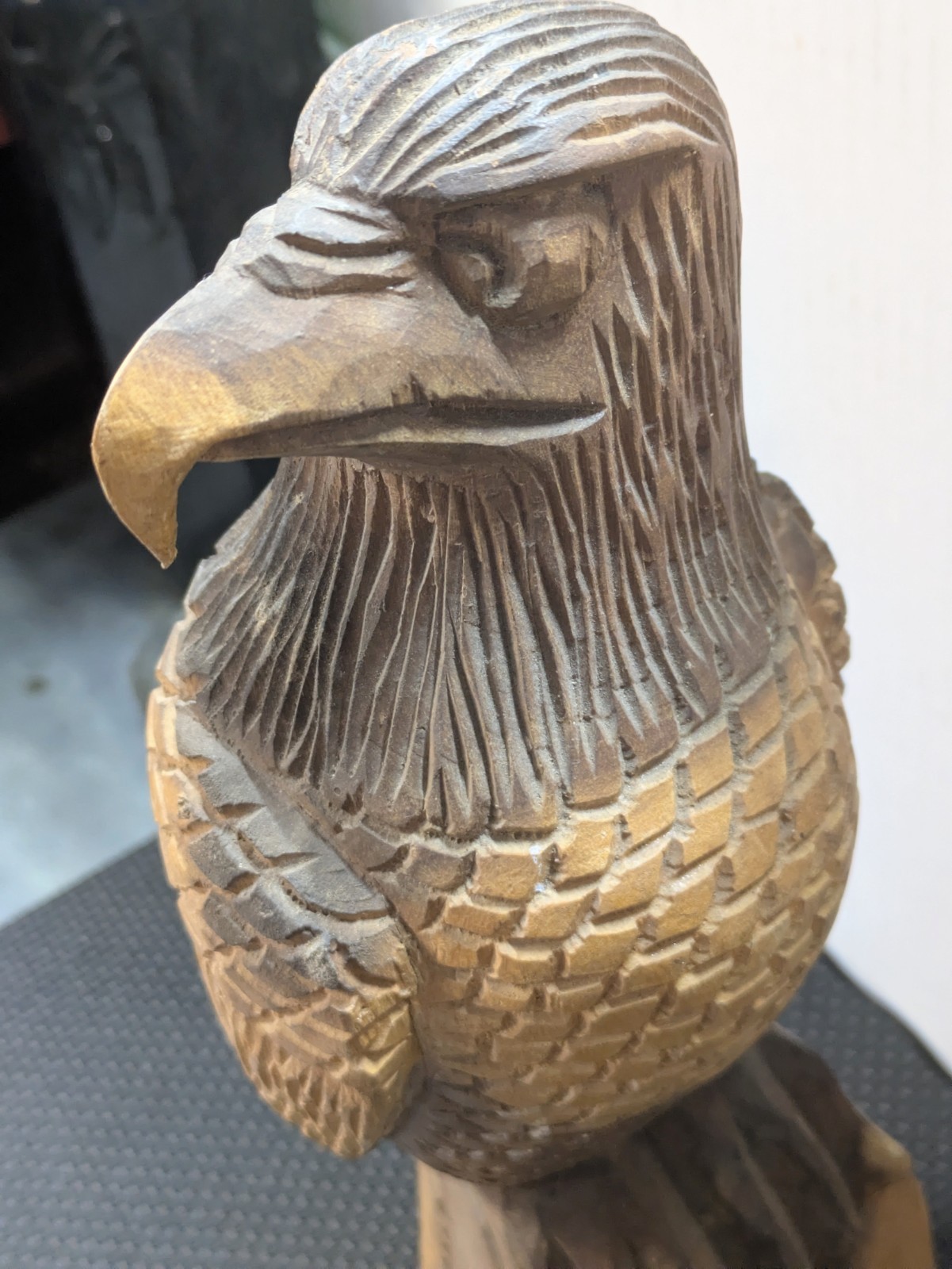 Hand Carved Wooden Bald Eagle Statue 13.5 Inches Tall Great Condition See Photos