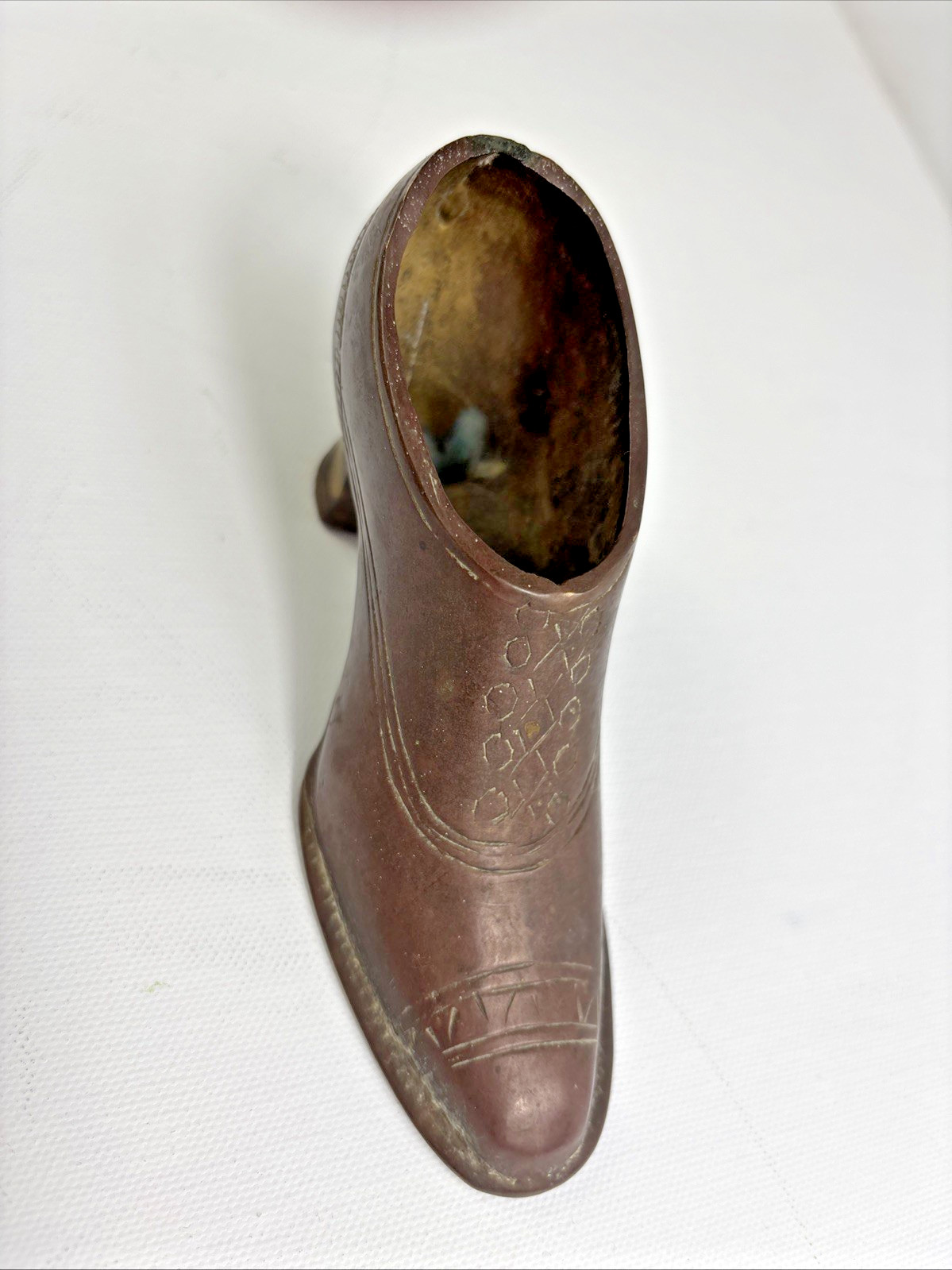 BRASS High Heeled Shoe Figurine Vintage Shoe 5″ X 2.75″