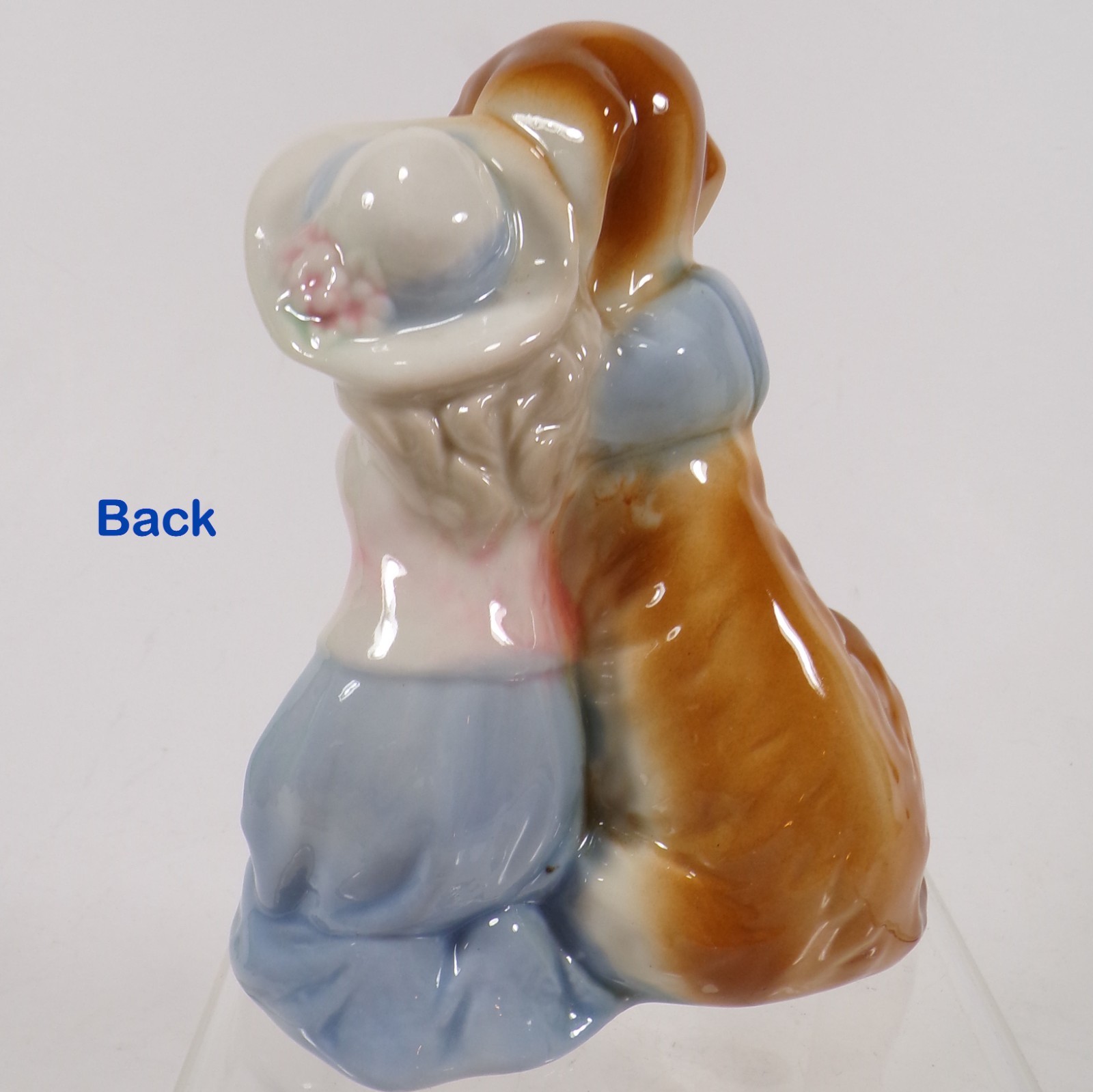 Girl & Dog Lot of 3 Collectible Figurines 4″H Blue Beige Brown Porcelain