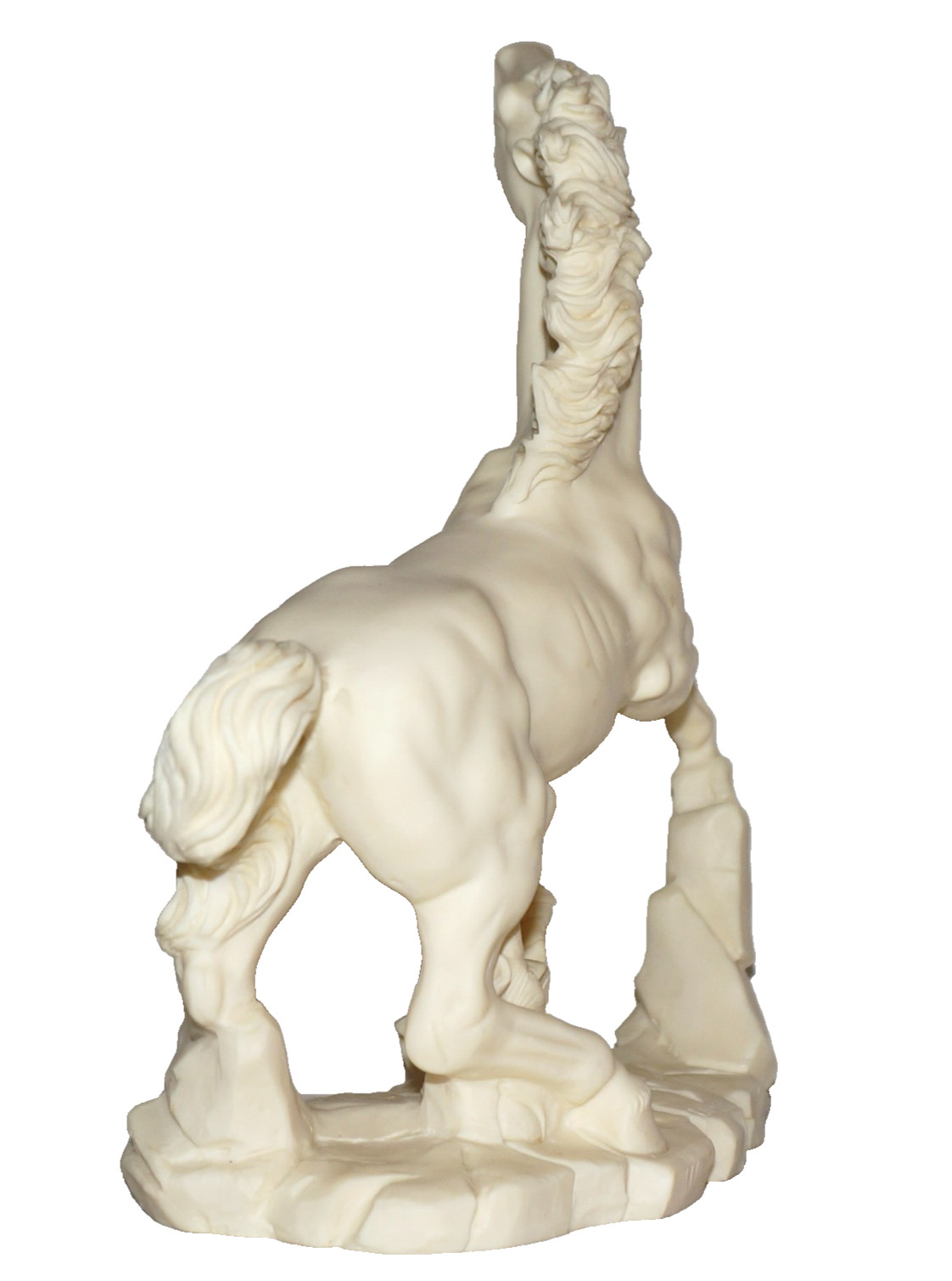 90’s Vintage A. GIANNETTI Ivory Smooth Carved Resin Horse Sculpture 11×10″