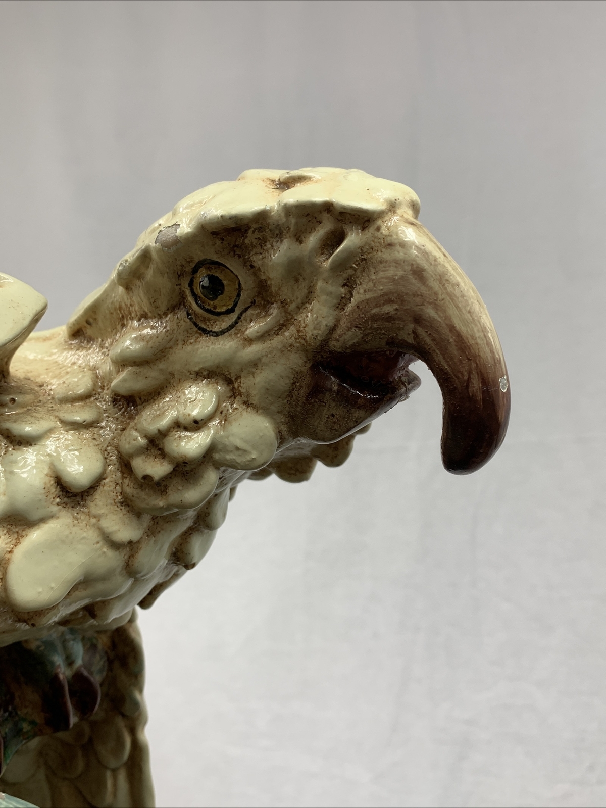 Ceramic Parrot Large Bird 19″ Tall Heavy Vintage Italian Style Flaws See Picture