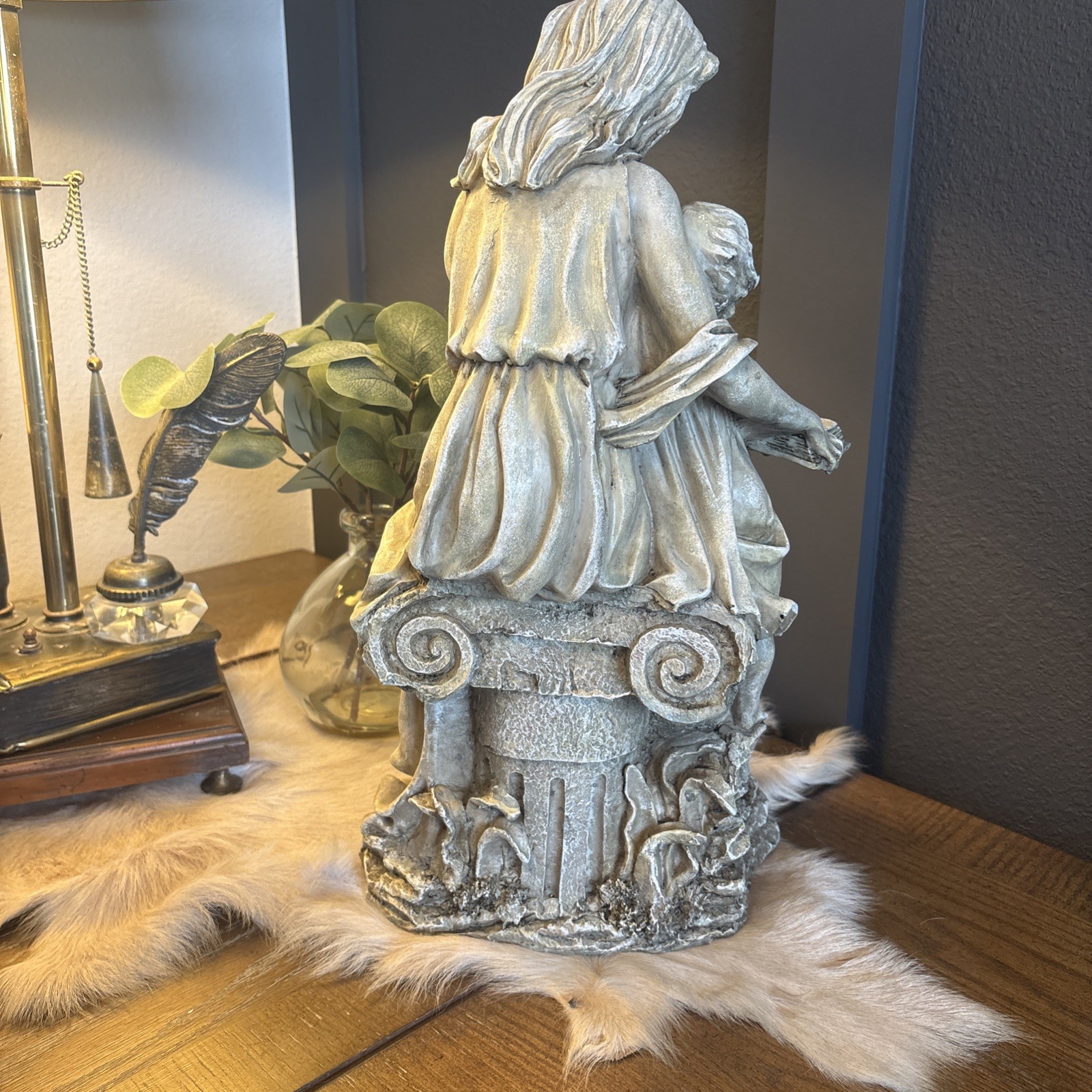 Mother Reading To Child Sculpture Figurine Mother Daughter Teacher 18 inch