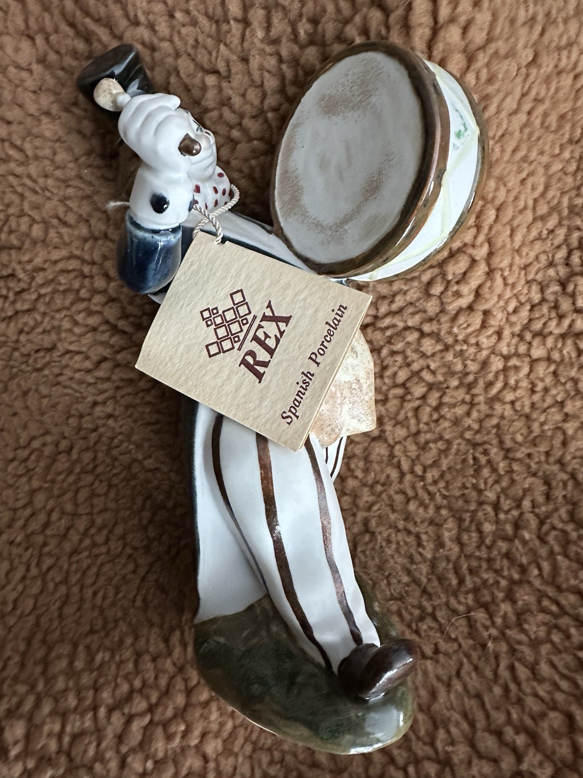 Vintage Rex Valencia Porcelain Clown Playing Drum Figurine Made In Spain
