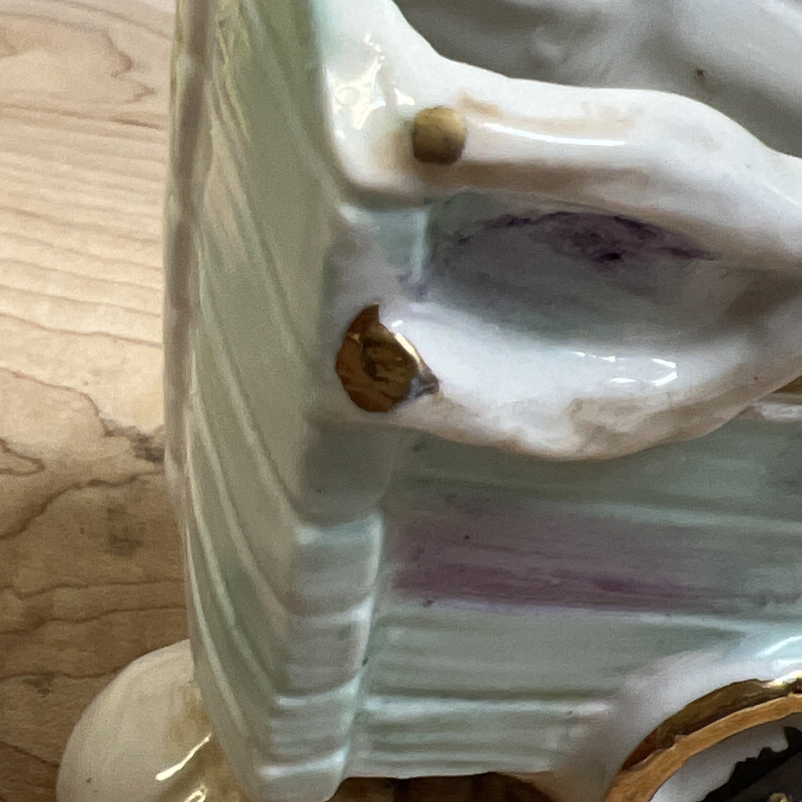 Vintage UCAGO 1950s Porcelain Figurine Vase #1352 Hand Painted Boy Pushing Cart