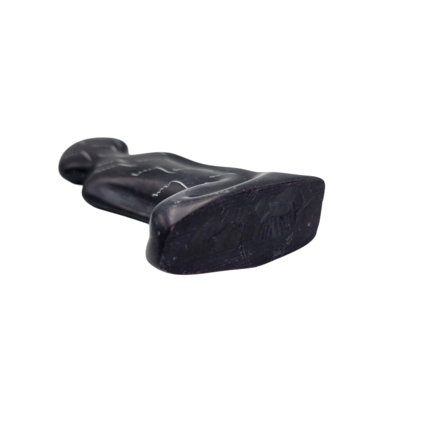 VTG Black Carved Soapstone 5.75″ Statue Figurine Abstract African Ethnic
