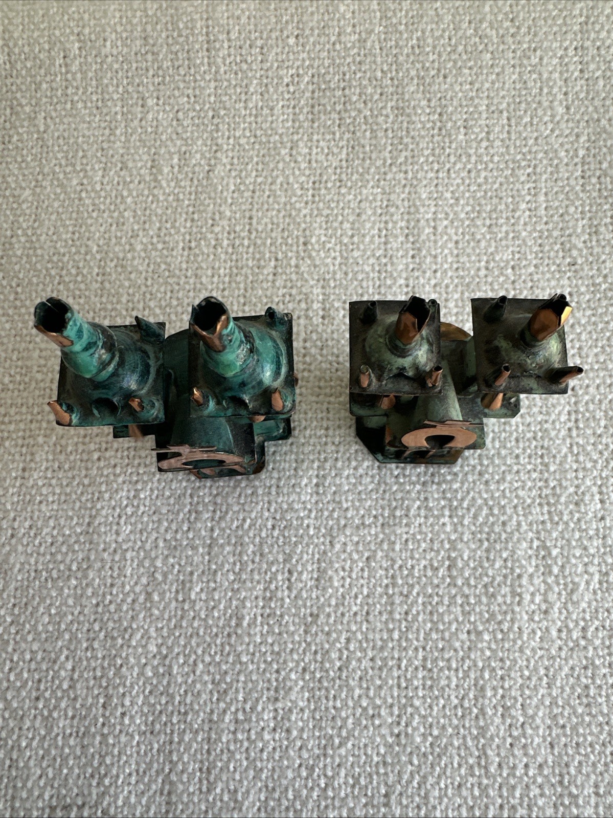 Ayacucho 2 Metal Church enameled Copper Peruvian Figurines
