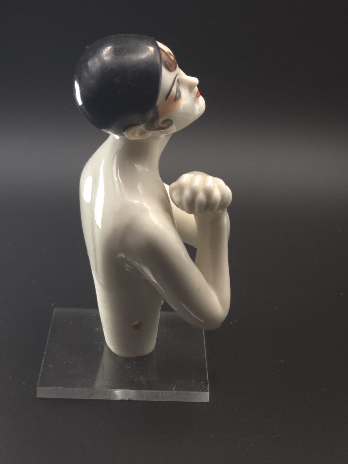 Antique German Dressel & Kister Pierrette Pierrot Half Doll Porcelain c.1920