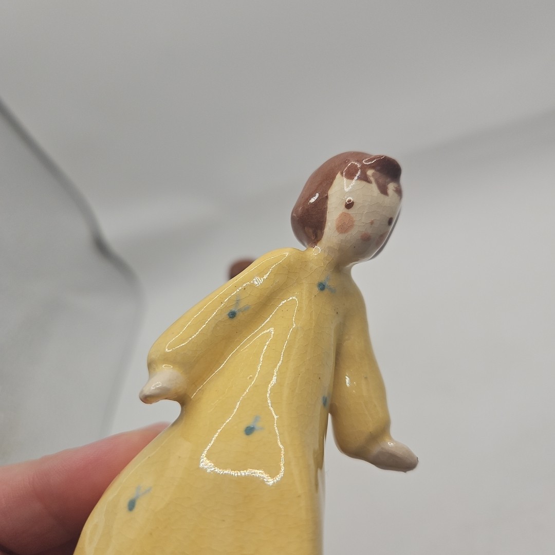 Two Vintage Yellow Angel Figures 3.5 Inches Tall
