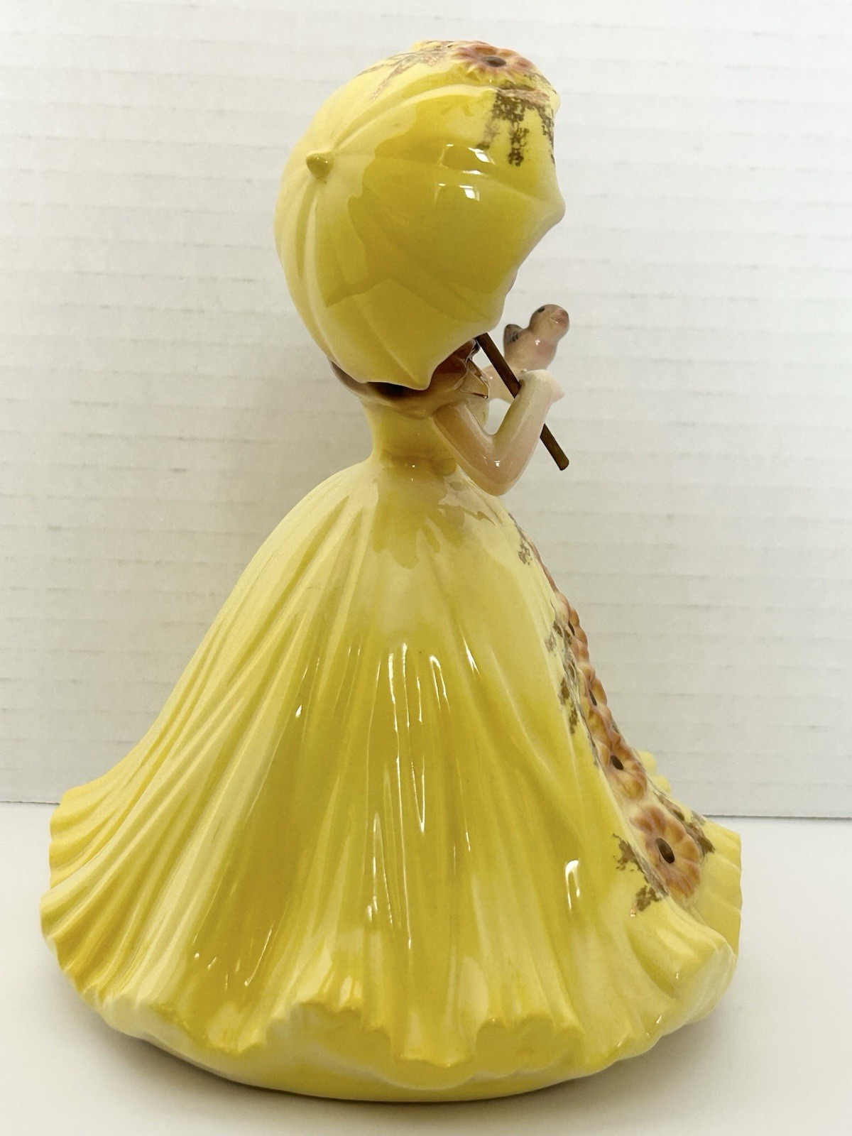 Josef Originals Spring Four Seasons Series Yellow Dress Parasol Umbrella Bird