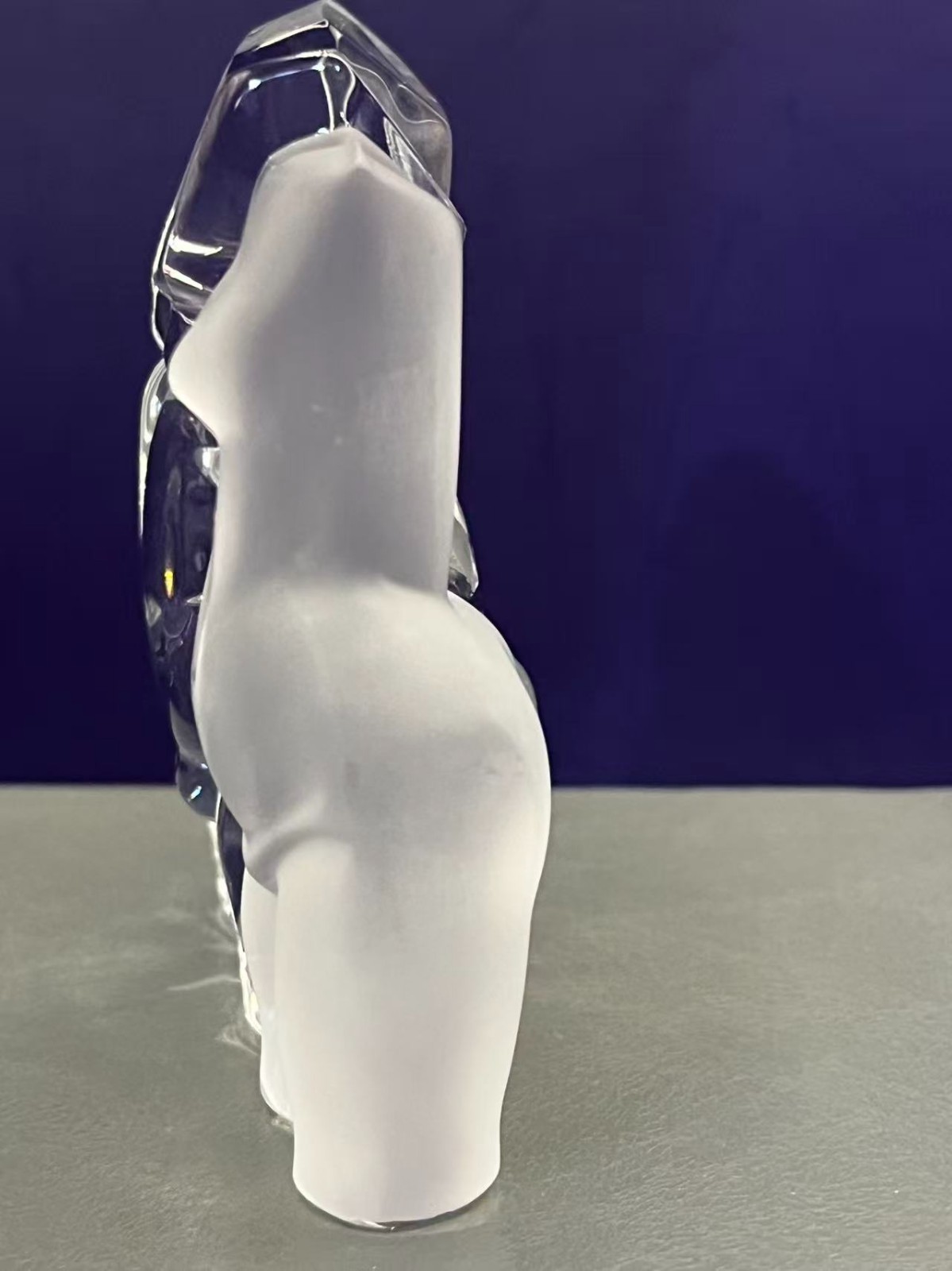 Daum France Crystal Male and Female Nude Torsos Figurine- Maurice Legendre w/Box