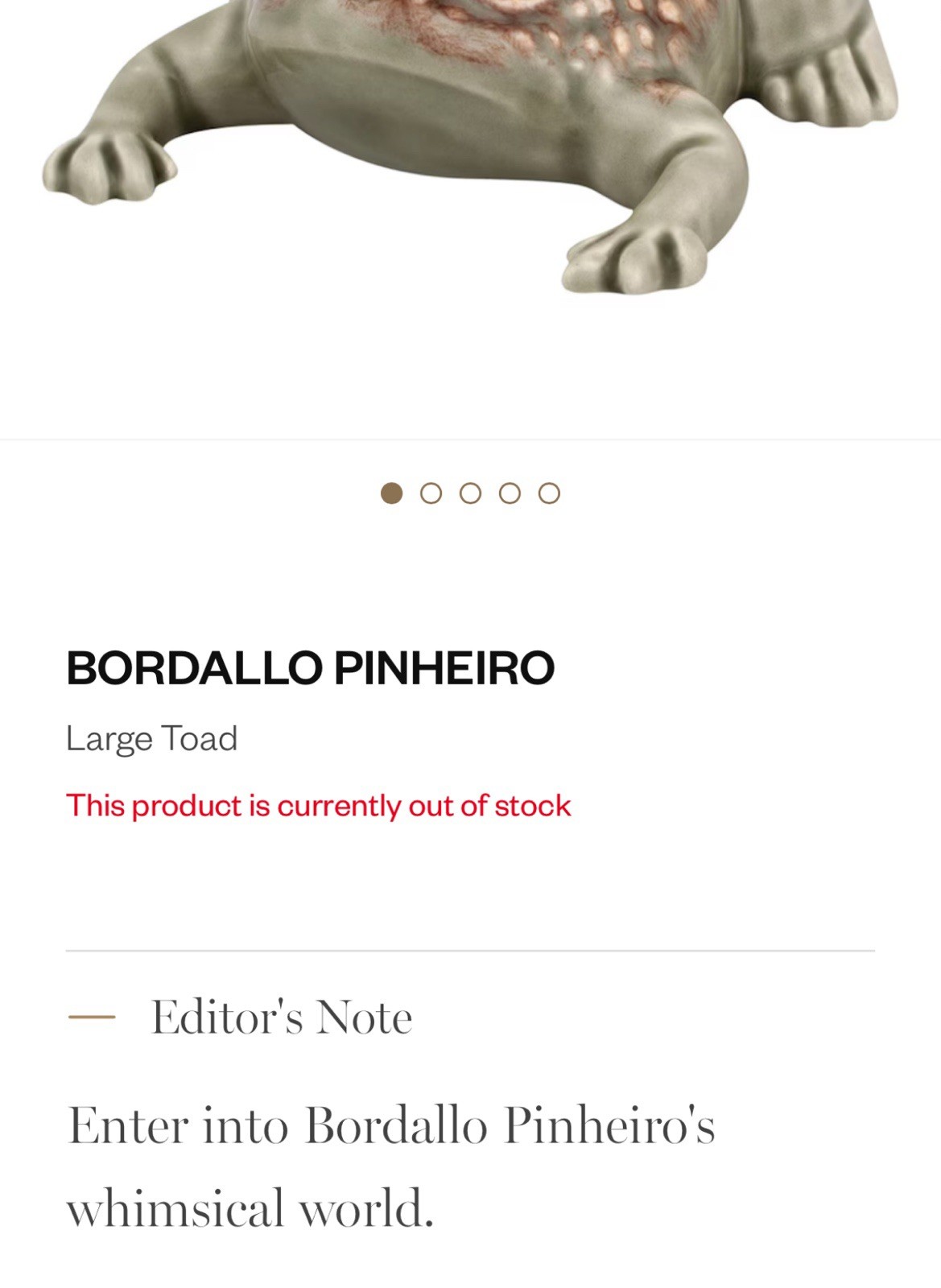 RARE DELIGHTFUL Bordallo Pinheiro Frog Ceramic 5″ Glossy Portugal Figurine