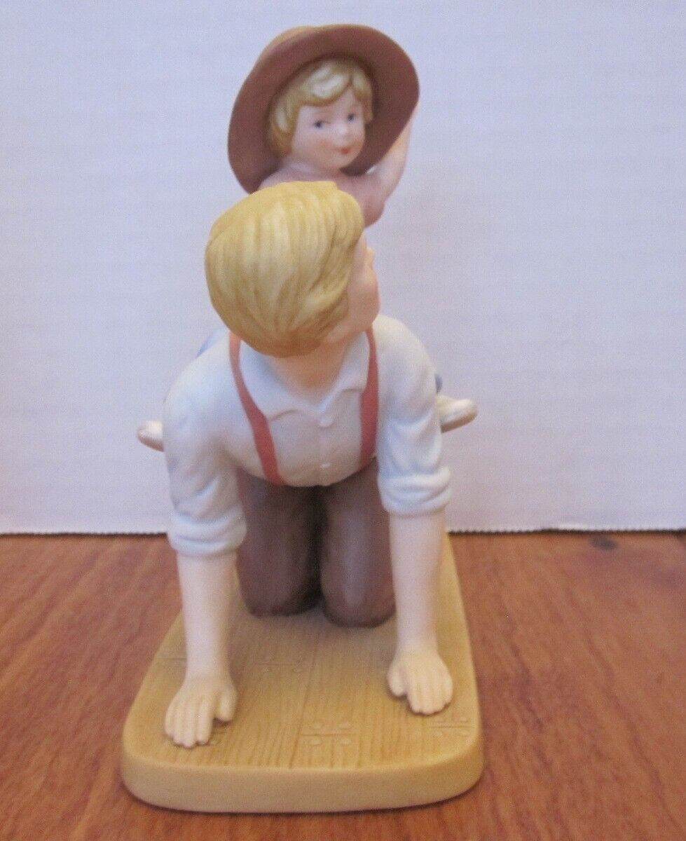 ENESCO 1986 Father & Son Series “Horsey Ride” Figurine Original Box, COA ID Card
