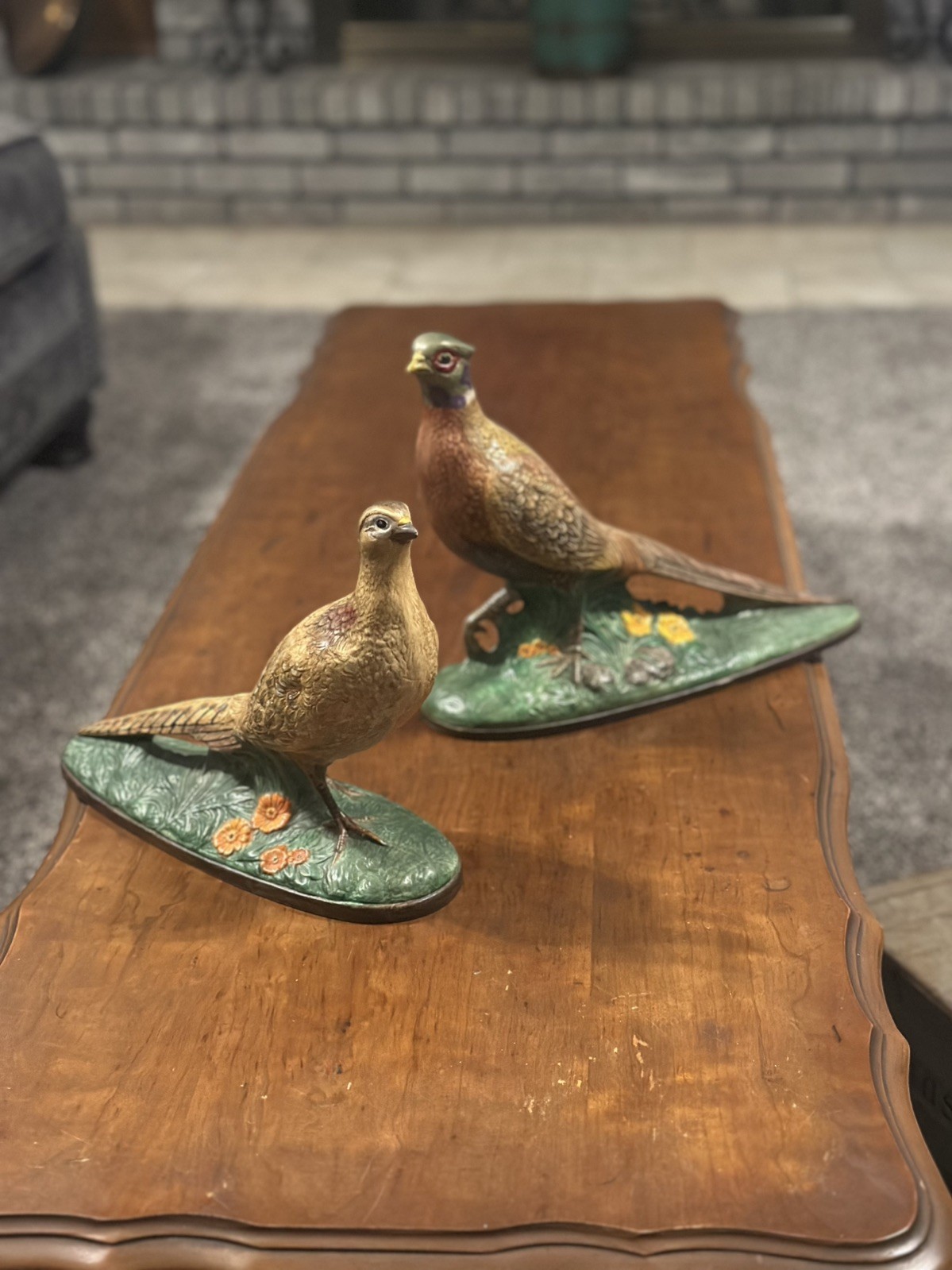 Pheasants male/female Hand Painted Bird Figurines- Holland Co. Excellent Shape