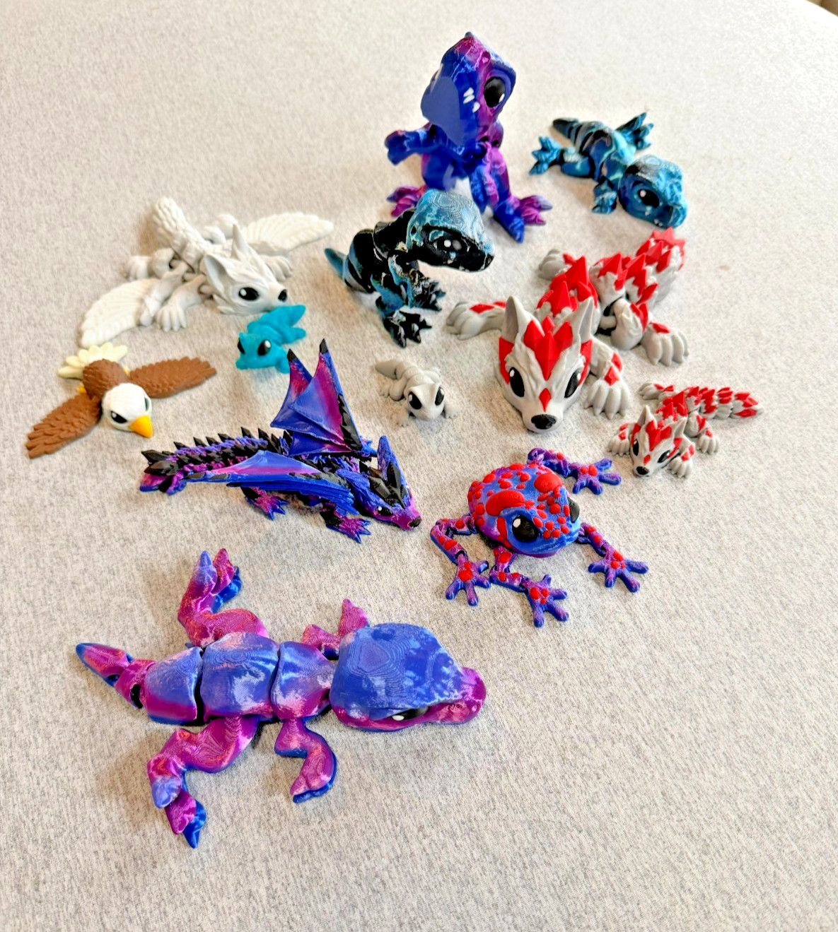 3D Printed Articulating Fantasy Figures/Dragons/Frogs/Wolf/Lizard/Dinosaurs More