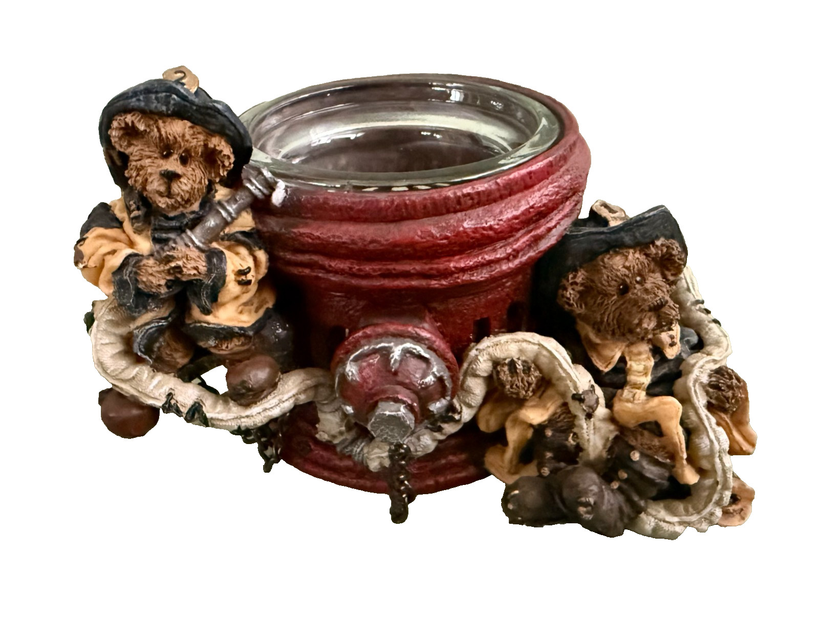 Boyds Bears Firefighter figurine Marshall Gives Courage Votive Candle Holder