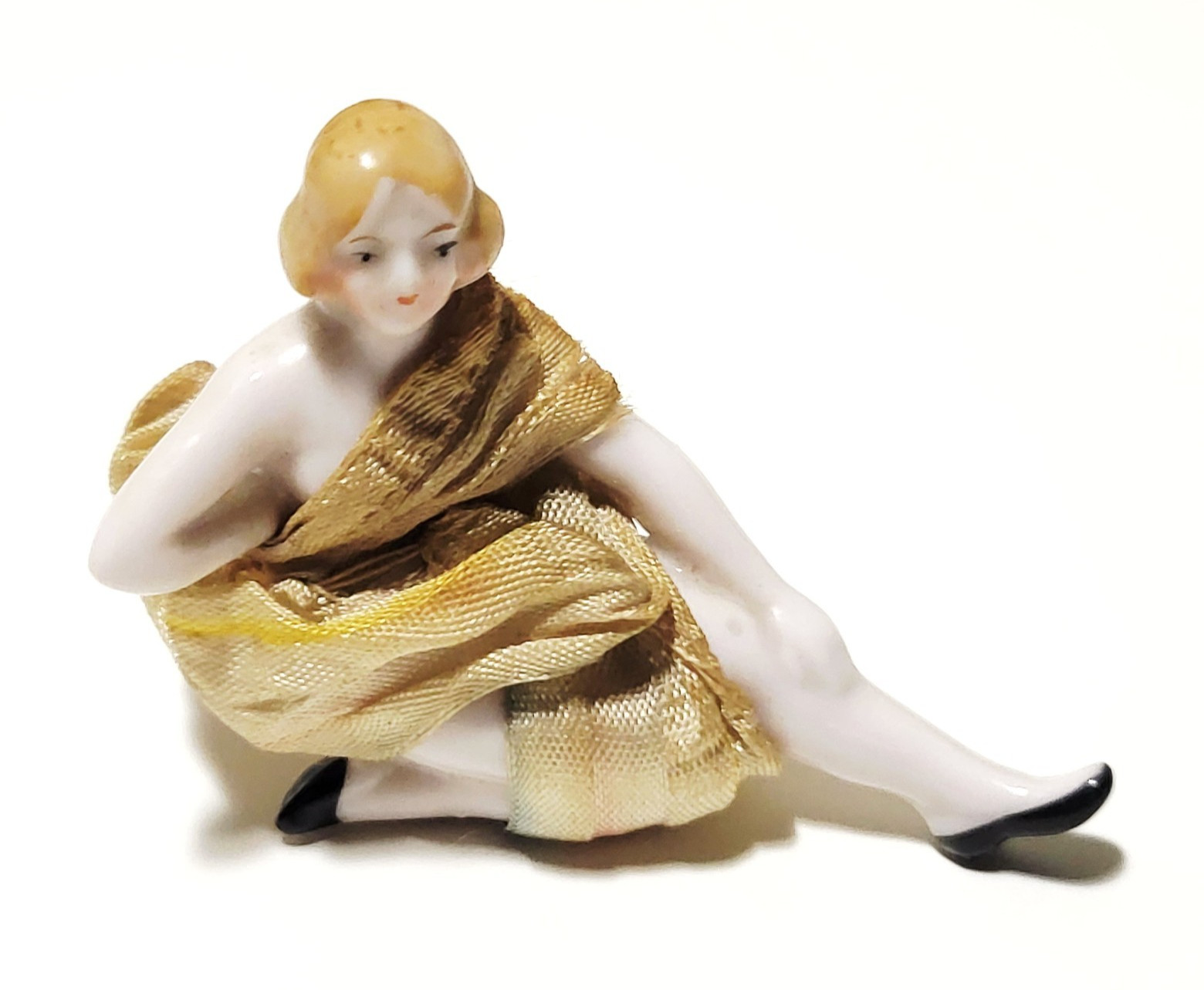 Flapper Pin Cushion Doll Miniature German Art Deco Figurine 2.25″