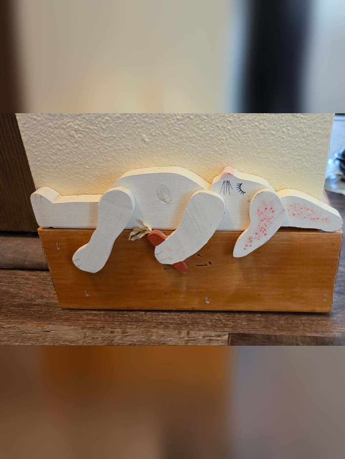 Rustic White Wooden Bunny Shelf Sitter