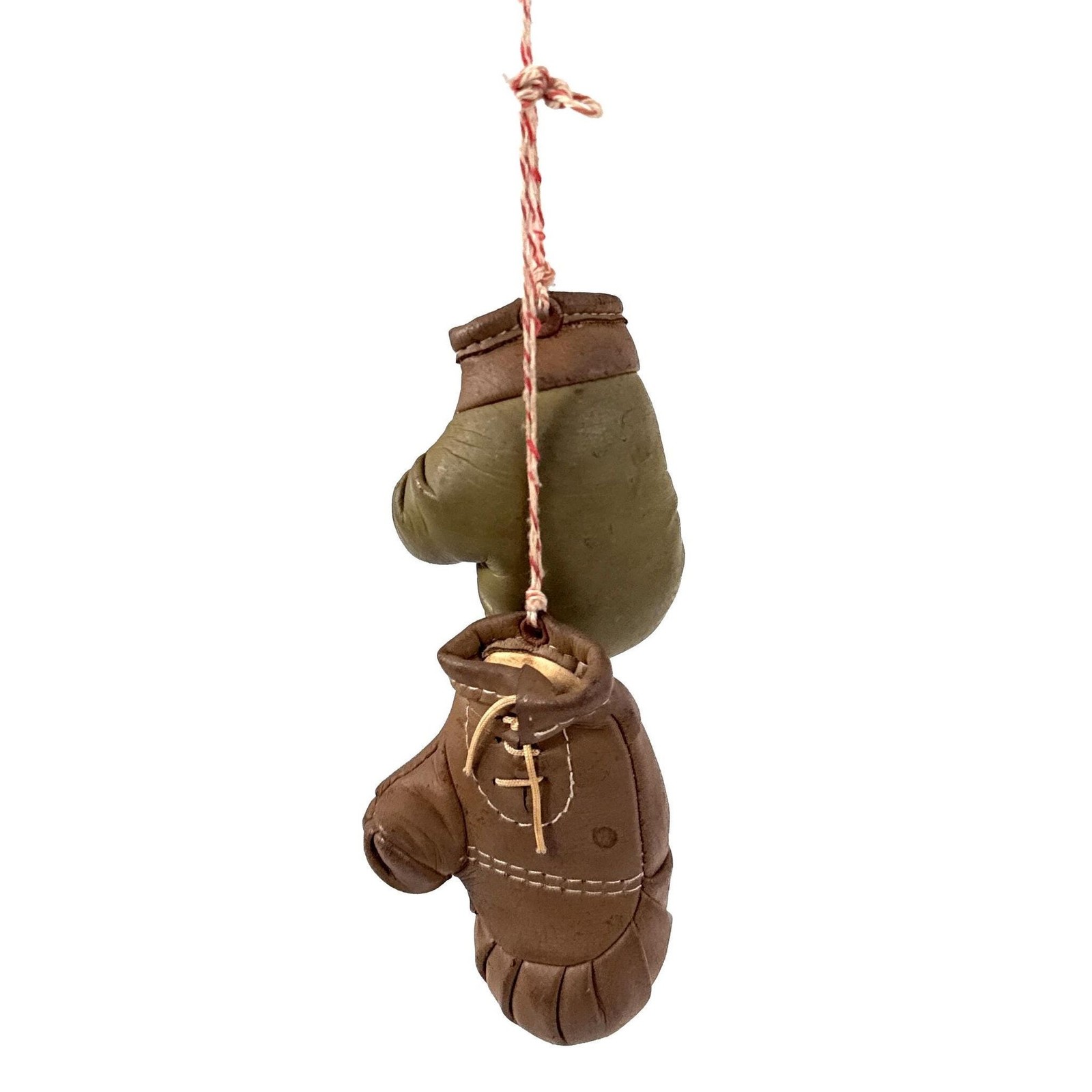 Vtg 1940s Miniature Leather Boxing Gloves Brown & Olive Green Souvenir Novelty