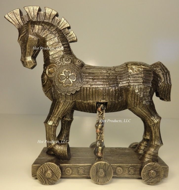 11″ Trojan Horse Battle of Troy Greek Mythology Statue Sculpture Bronze Finish