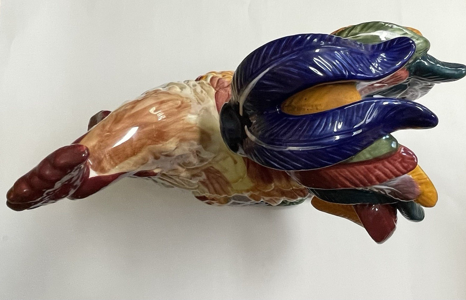 Ceramic Rooster on Sunflower Large Vintage J. Willfred Handpainted Sadek 15.5″