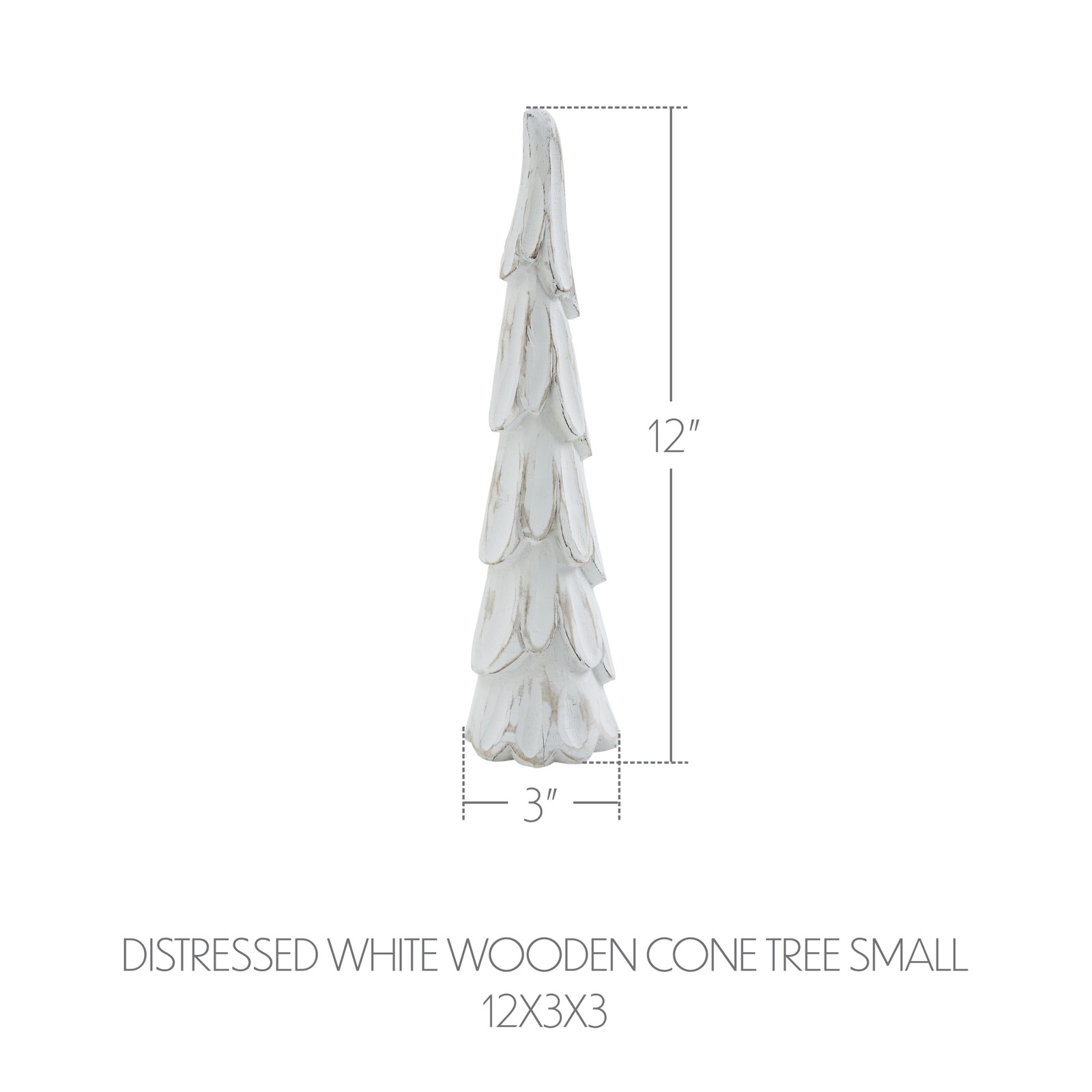 VHC Brands Distressed White Wooden Cone Tree Small 12x3x3