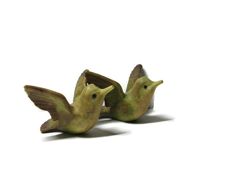 Vintage JJ Figurines Garden Birds Ceramic Small Brown 2.75″