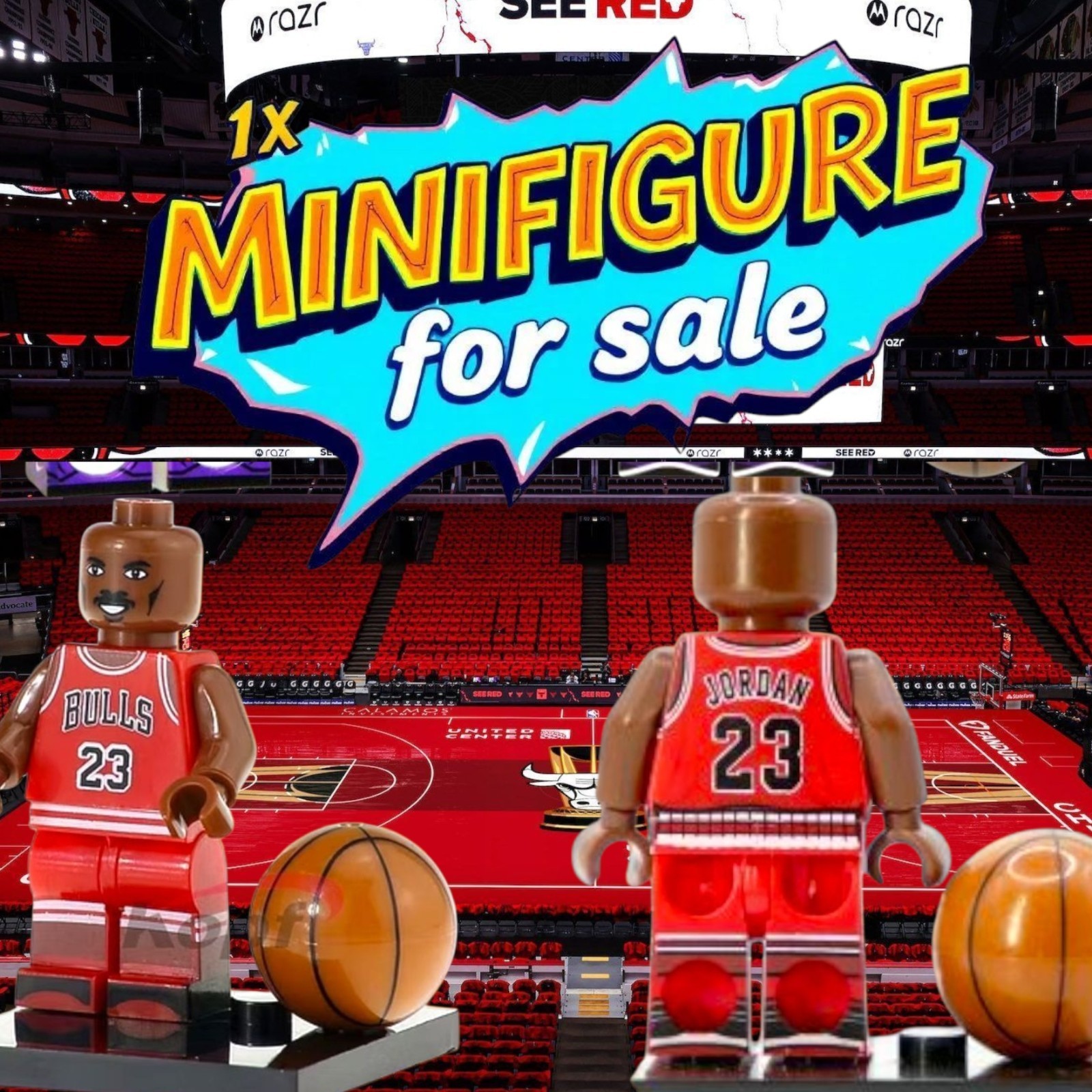 1x 🏀 Michael Jordan Mini figure Chicago Bulls NBA #23 Basketball Ball Figures