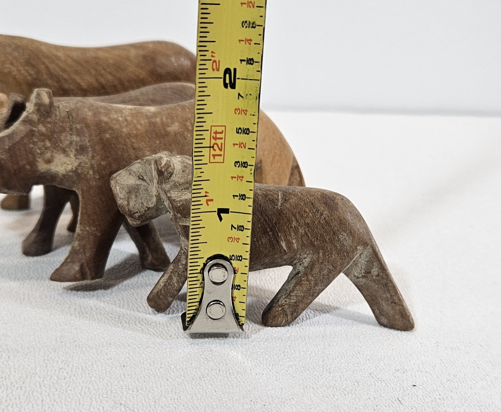 Vintage Hand Carved Wooden African Figurines Safari Animal LOT Of 4 SMALL 3 Inch