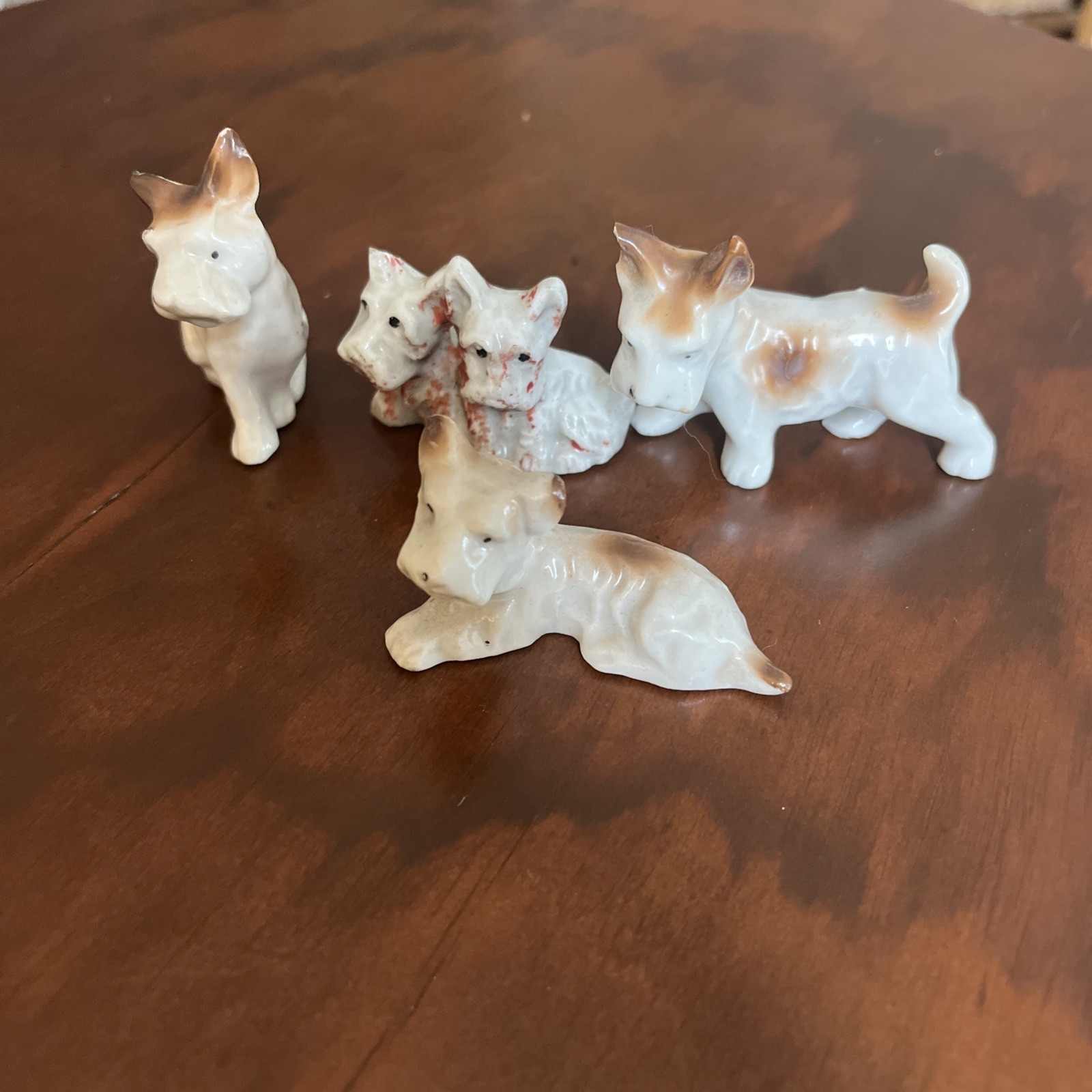 Vintage Porcelain Ceramic Miniature Terrier Figurines Made In Japan, Set of 4
