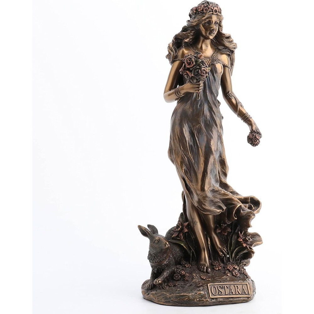 Ostara Goddess of Easter Bronze Statue Resin Germanic Figure Crafts Gift 10.3 In