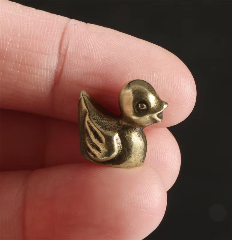 Brass Baby Duck Animal Statue Small Sculpture Tabletop Figurine Decor Gifts